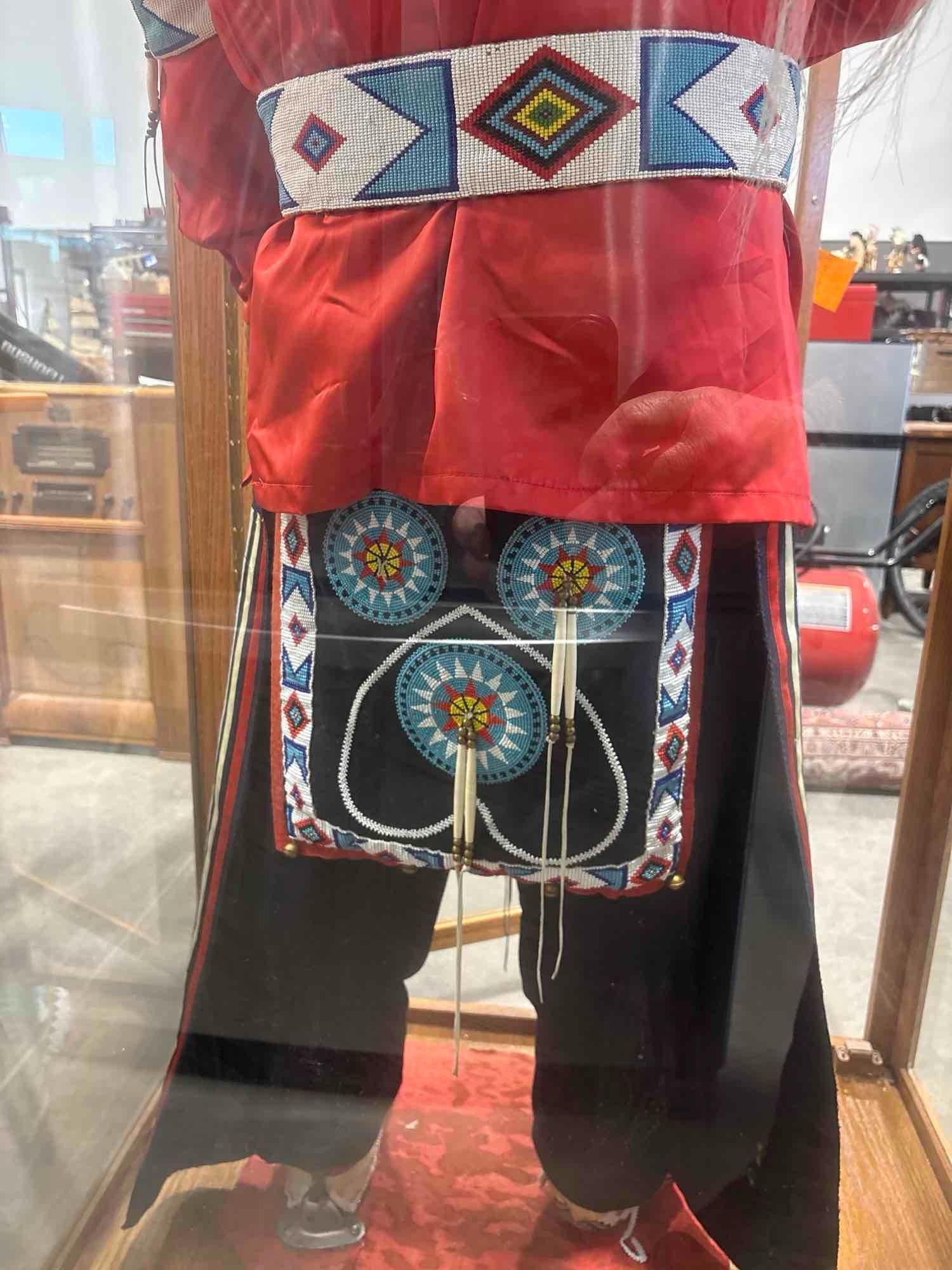 Vintage Native American Mannequin of a Chief Ornately Dressed head to toe w/ Intricate Period out... - 11