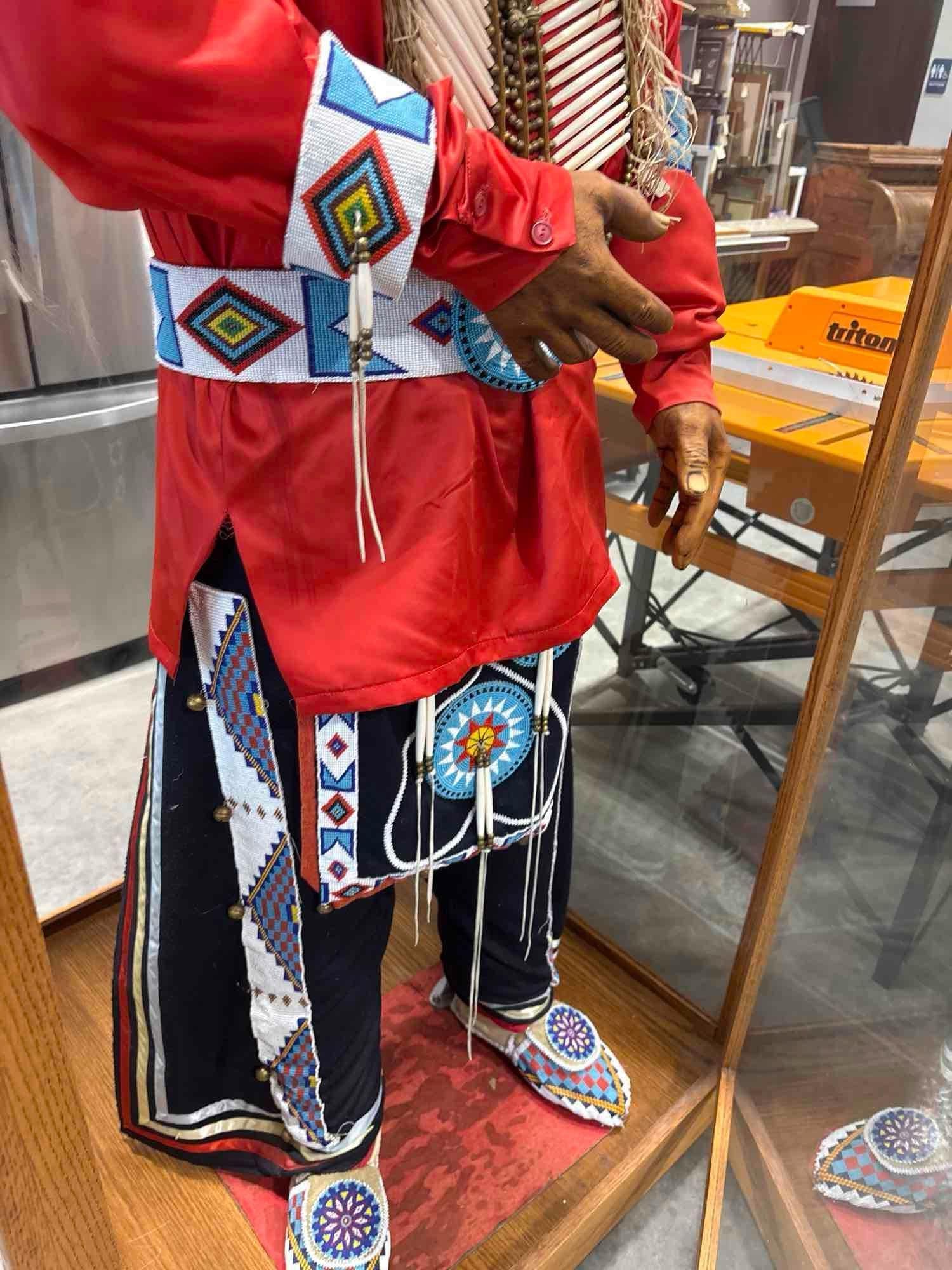 Vintage Native American Mannequin of a Chief Ornately Dressed head to toe w/ Intricate Period out... - 12