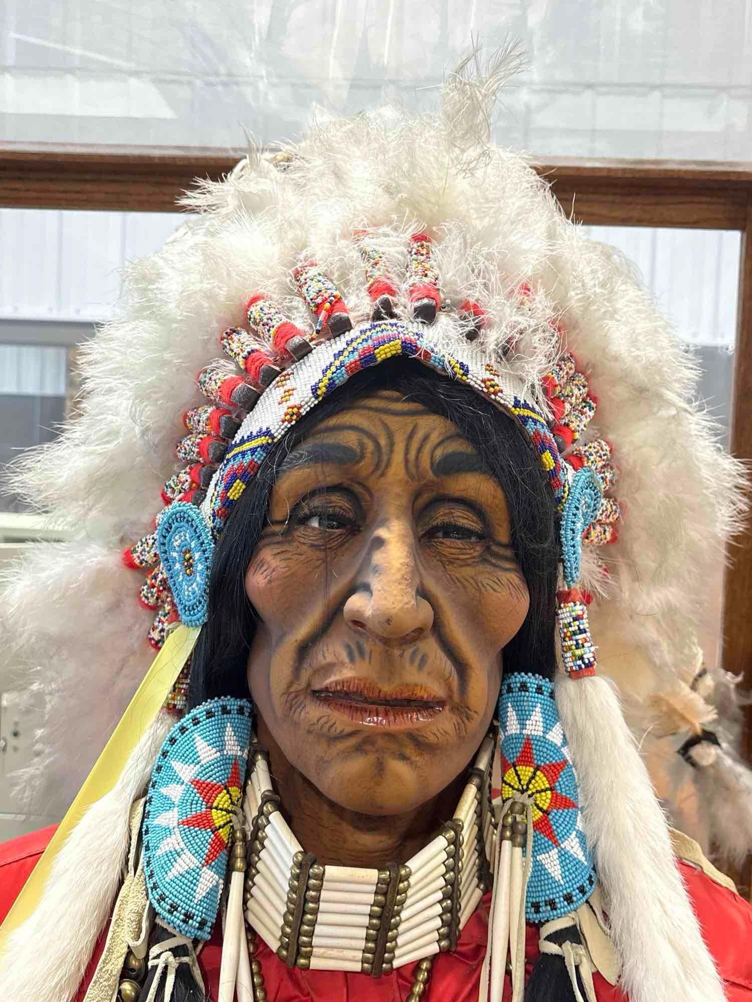 Vintage Native American Mannequin of a Chief Ornately Dressed head to toe w/ Intricate Period out... - 7