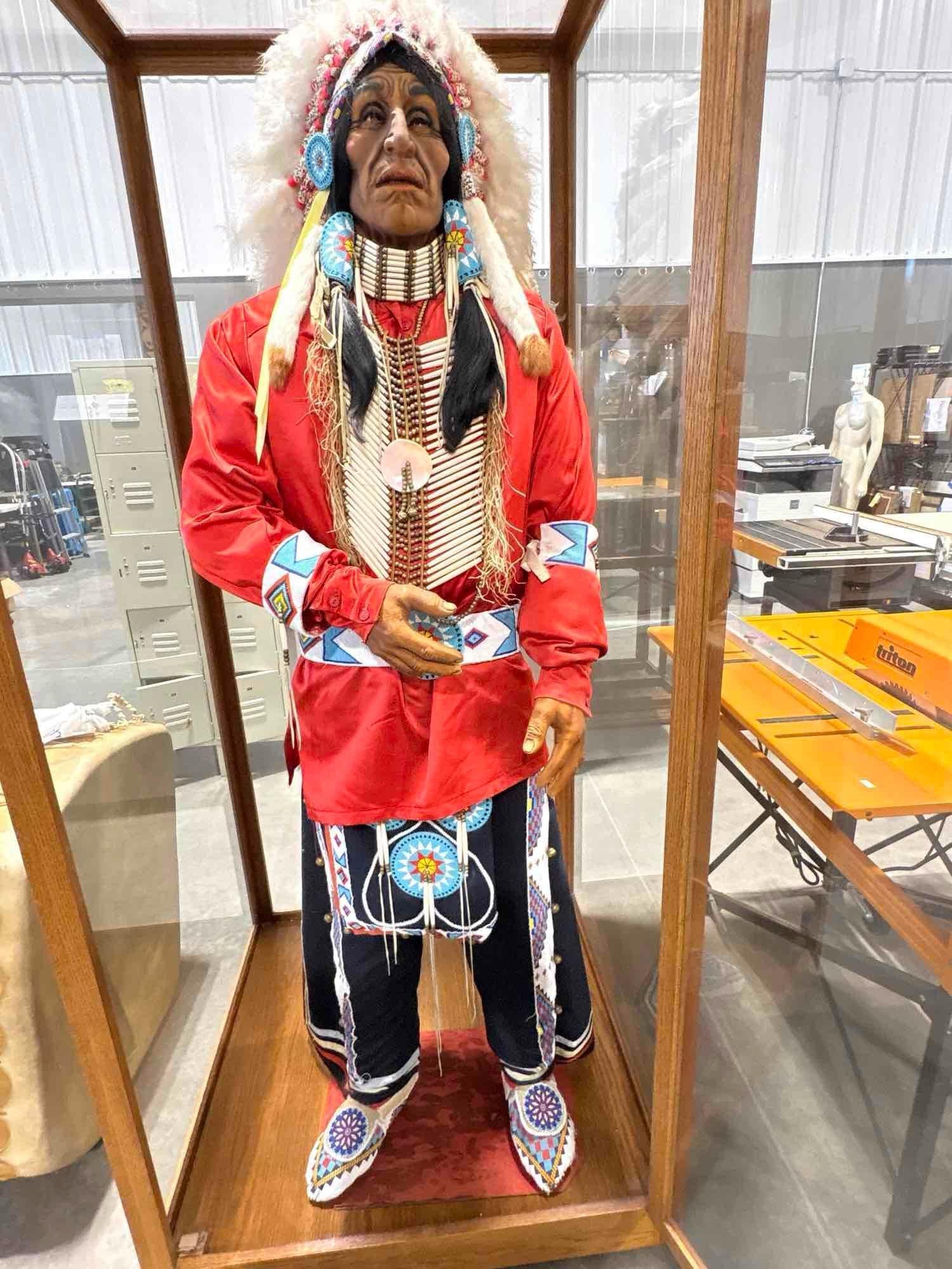Vintage Native American Mannequin of a Chief Ornately Dressed head to toe w/ Intricate Period out... - 8