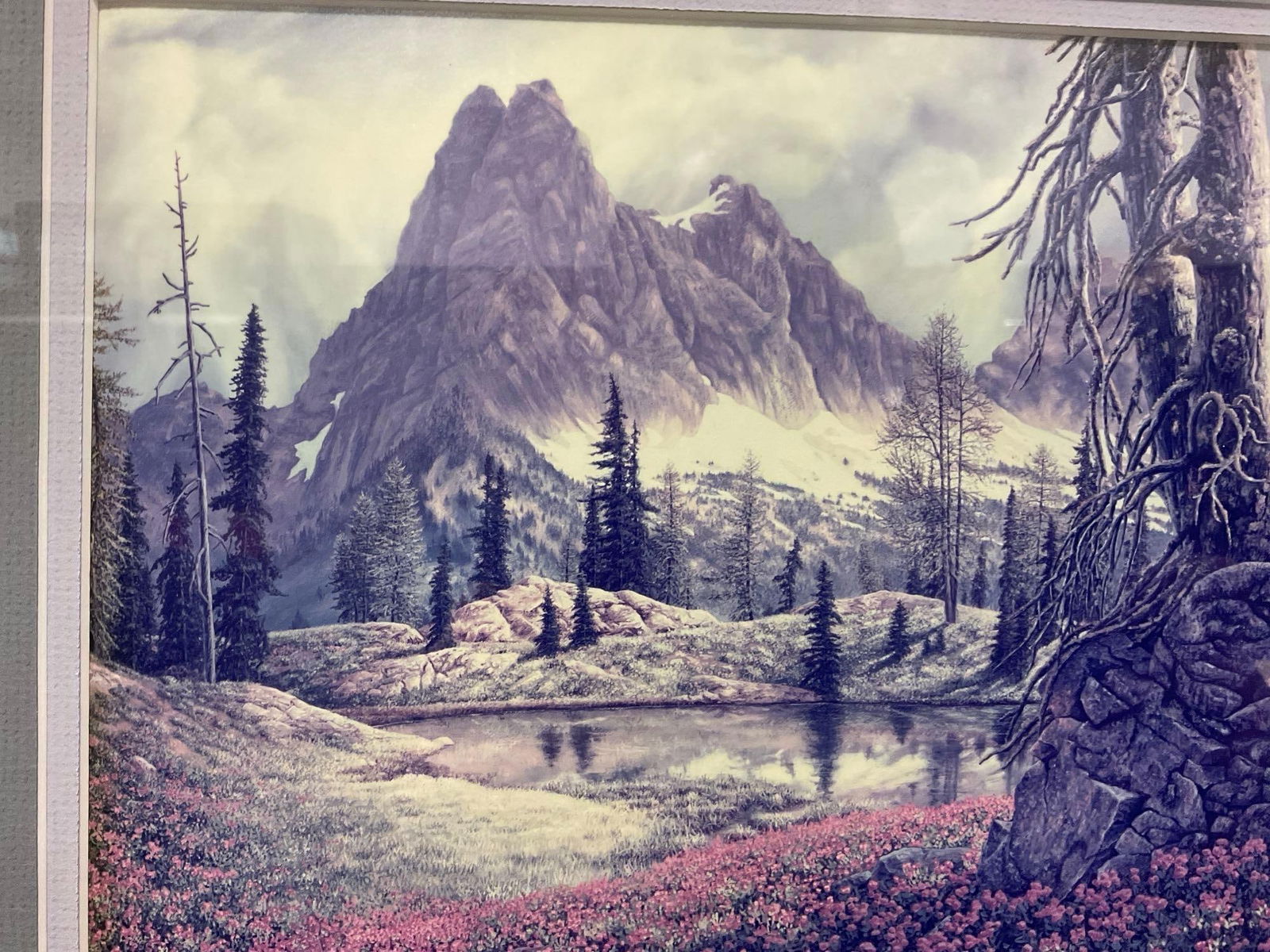 Framed Signed & #d 60/500 Litho, Mountain Scene by Doug Miller, 15h x 17w inches - 4