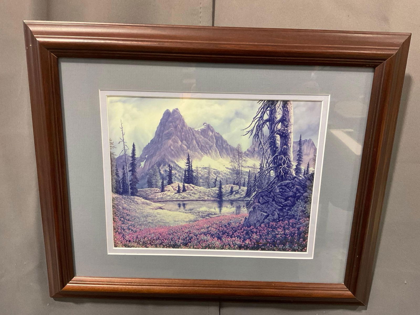 Framed Signed & #d 60/500 Litho, Mountain Scene by Doug Miller, 15h x 17w inches - 5
