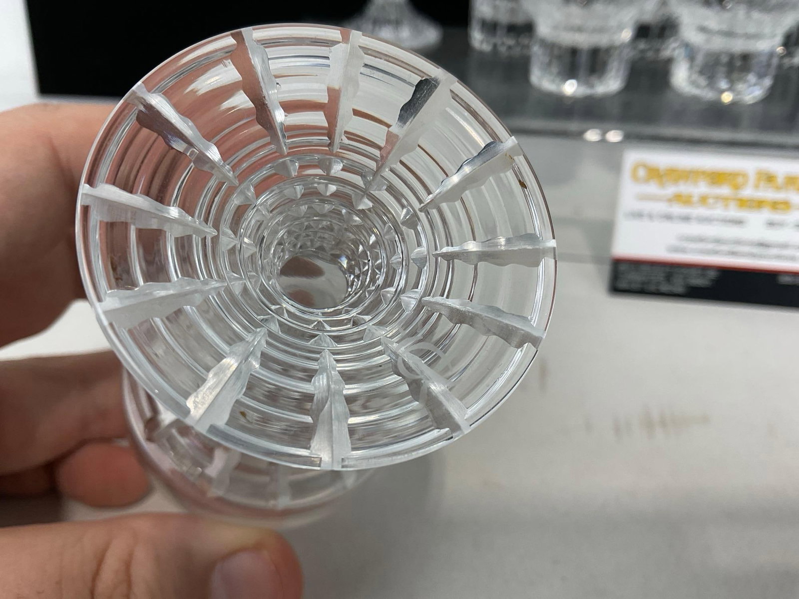 Vintage 1970s Rosenthal Crystal 4 Port Wine Goblets & 7 Shot Glasses, Polaris pattern - 5