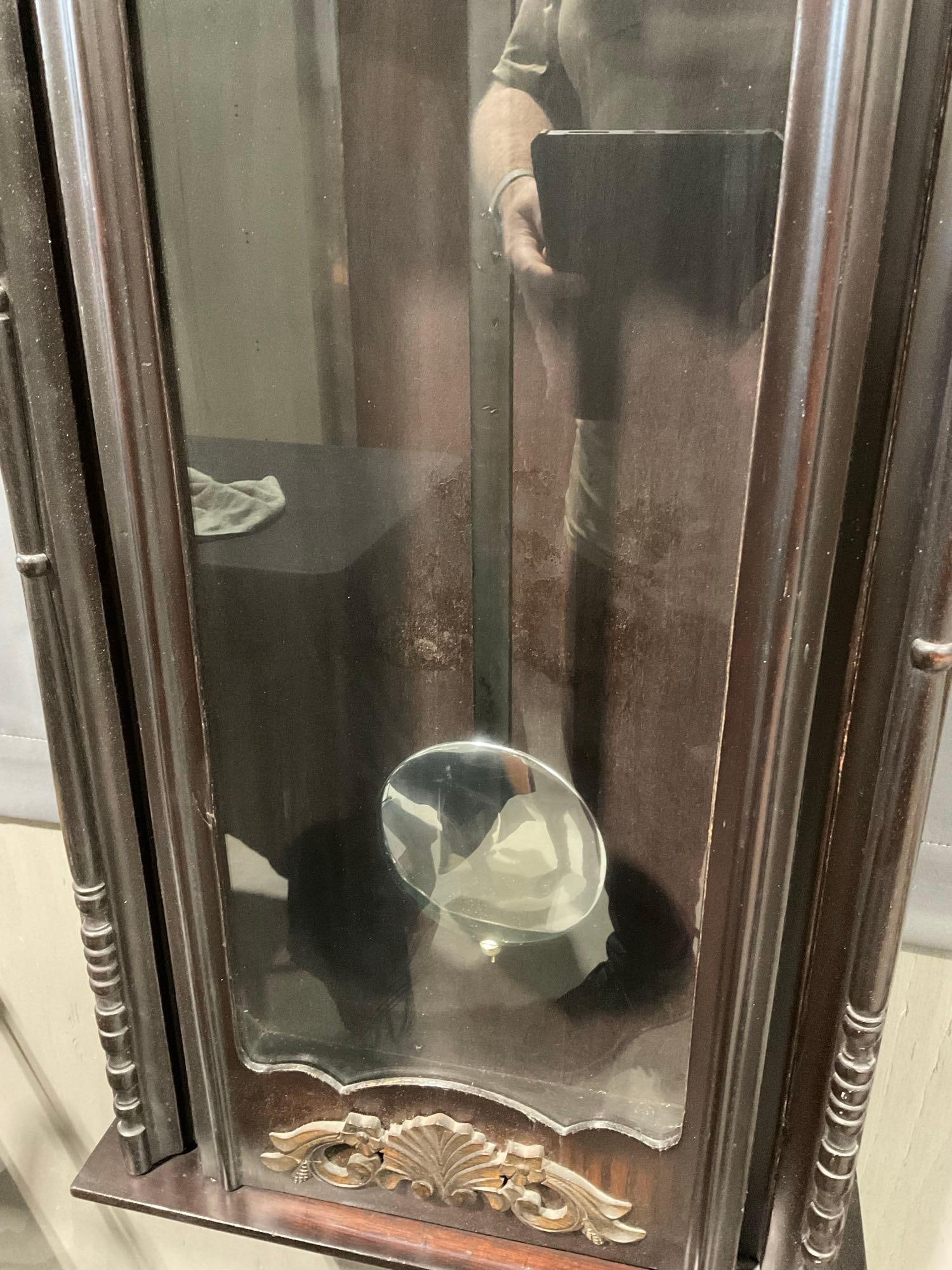 Large Frontier Kukje Junkwang 31-Day Tall Wall Time Strike Clock, 58h x 22w x 9d inches, Dark Wood - 4