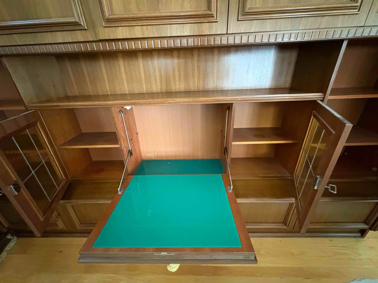 Large Mid century German Shrunk w/ cabinets & built in dry bar come apart in 3 Pieces See pics - 3