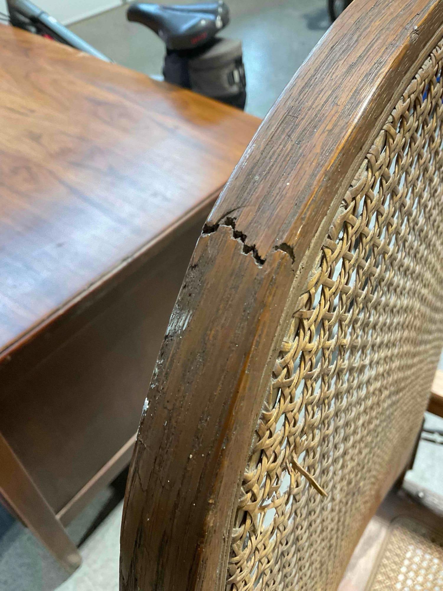 Handsome Antique Oak Wood Wheelchair w/ Caned Seat. Very Good Condition. See pics. - 10