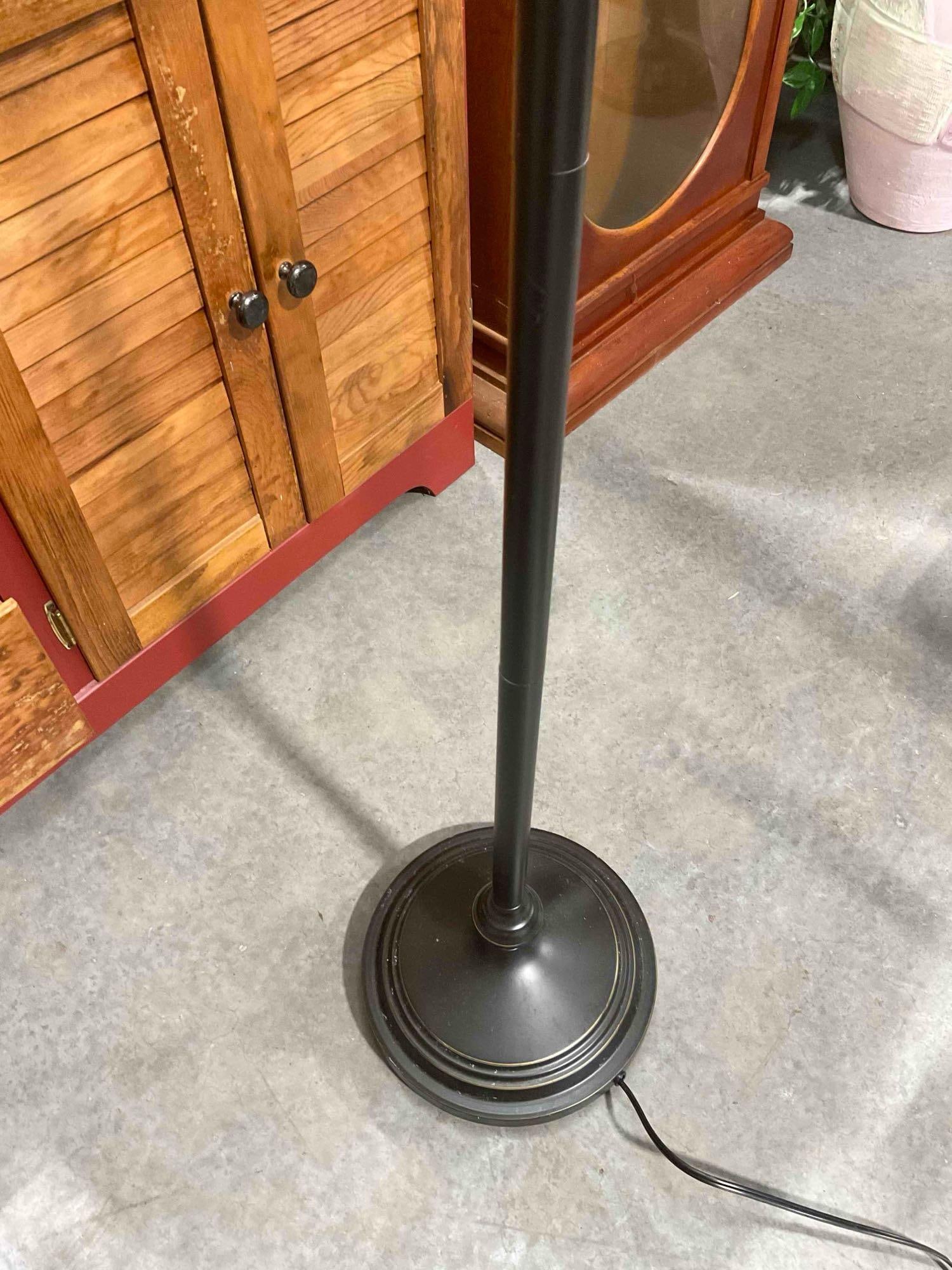 Modern Black Metal Floor Lamp w/ Cream Cloth Shade. Tested, Works. Very Good Condition. - 4