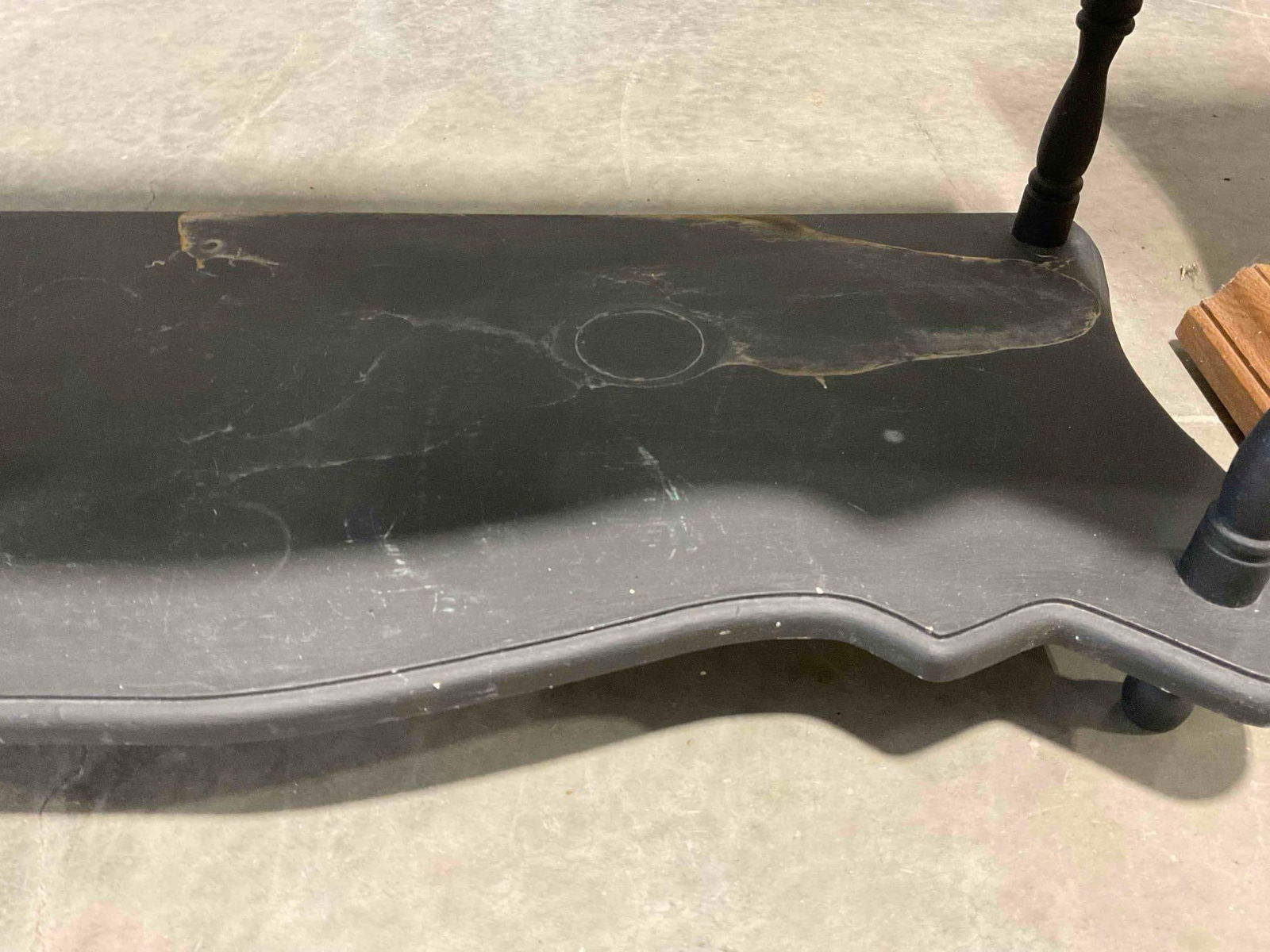 Vintage Black Painted Wooden 4-Tier Shelf w/ Scalloped Edges. Good Condition. See pics. - 4