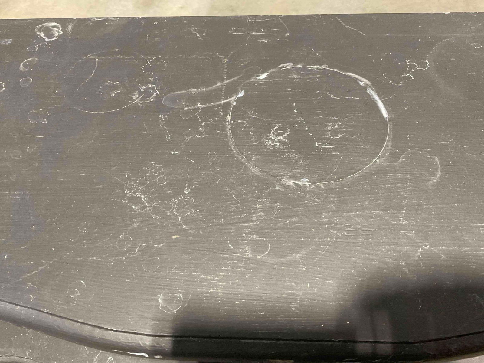 Vintage Black Painted Wooden 4-Tier Shelf w/ Scalloped Edges. Good Condition. See pics. - 5