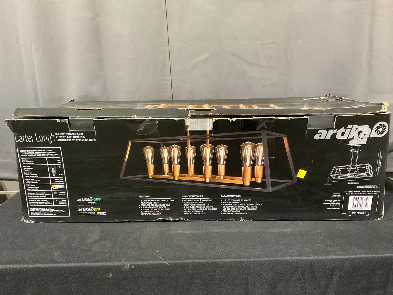 Artika Carter Long 8 Light Chandelier LED Dimmable LNIB, still in packaging - 3