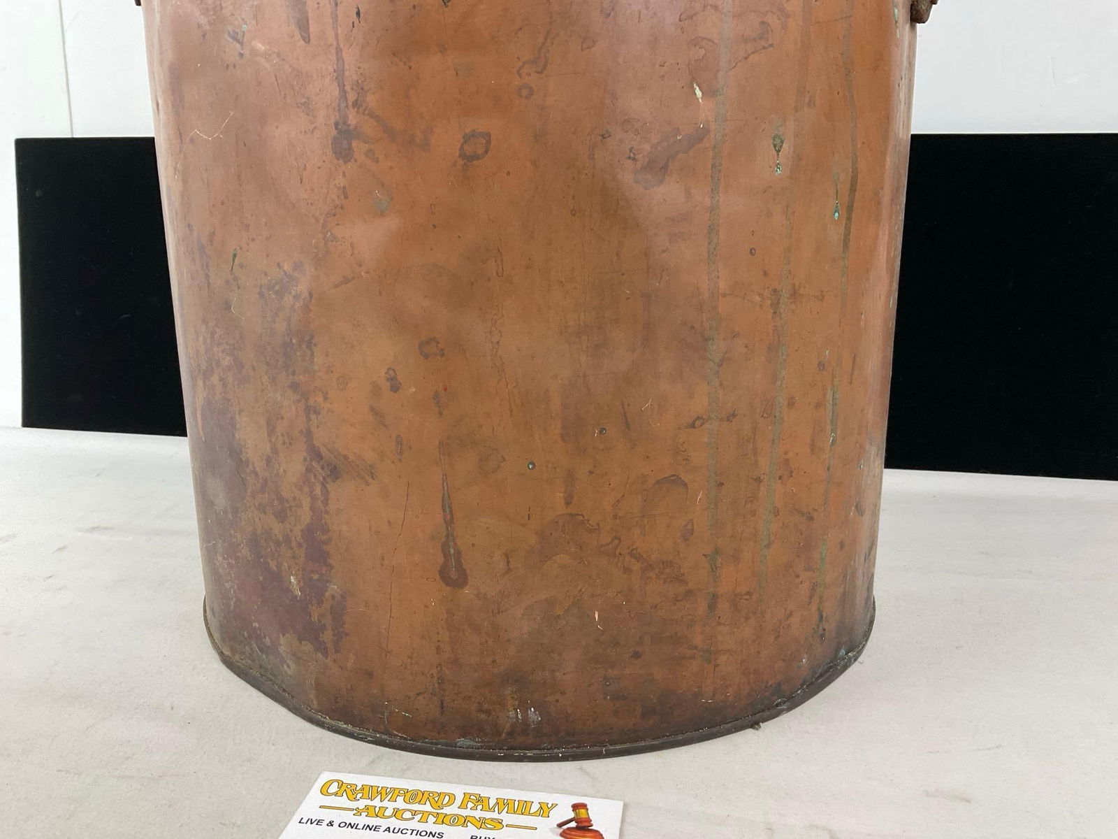 Antique Copper Boiler Water Tank, w/ handles, and welded top, pipe on top, 20h x 15w x 15d inches - 4