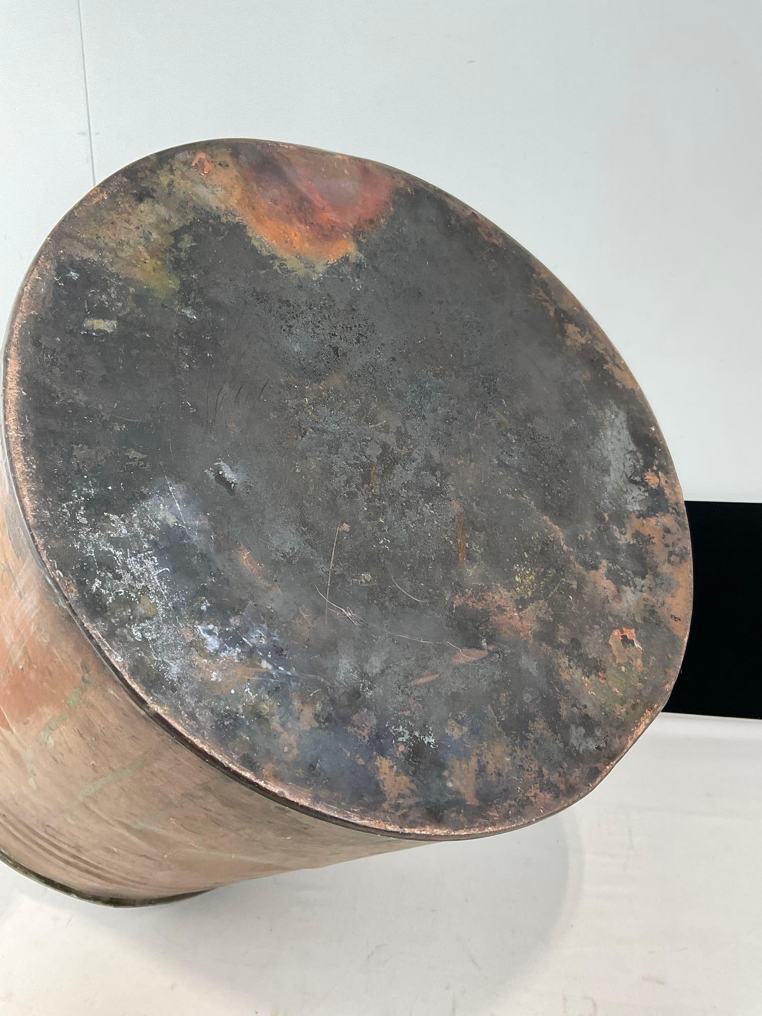 Antique Copper Boiler Water Tank, w/ handles, and welded top, pipe on top, 20h x 15w x 15d inches - 7