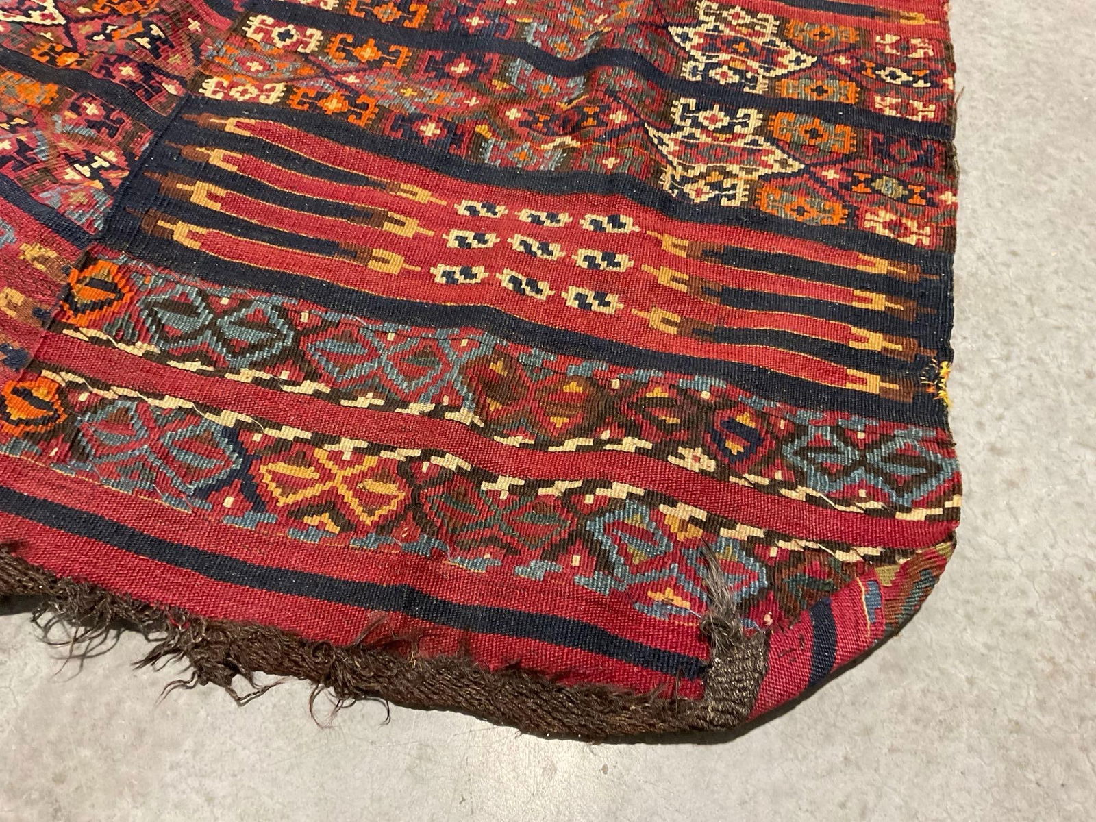 Antique Turkish Kilim Half-Rug, Finely detailed, Approx 148 x 26 inches, some wear - 2