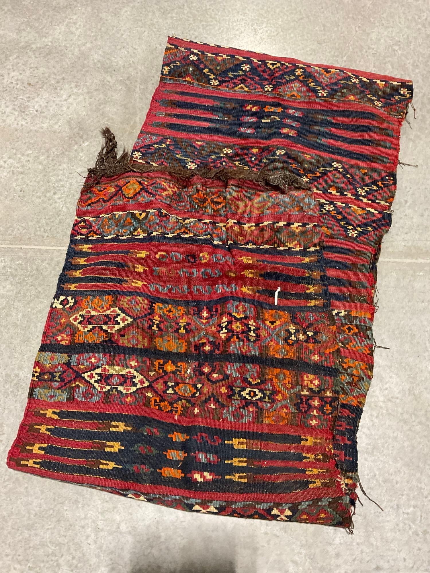 Antique Turkish Kilim Half-Rug, Finely detailed, Approx 148 x 26 inches, some wear - 7