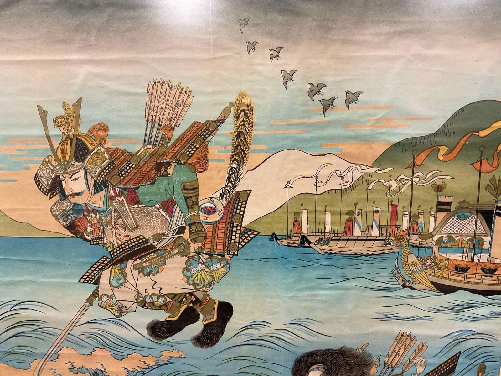 Rare Framed WW Japanese Musha-e Propaganda (warrior prints ) W/ Utagawa Kuniyosihi Battle Scene - 3