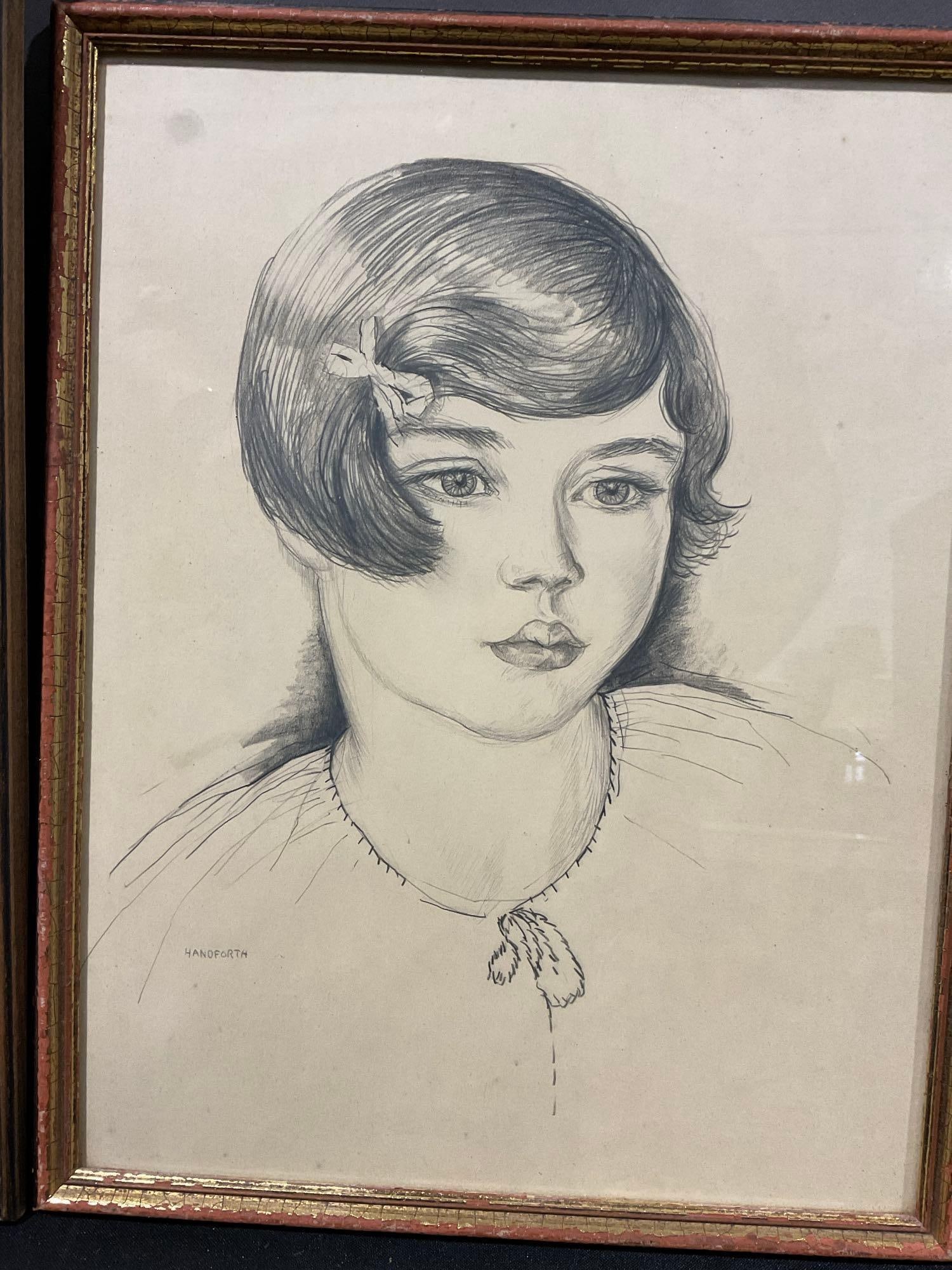 Pair of Framed Thomas Handforth Drawing Prints, Chinese Man & Young Girl, larger is 20x15 inches - 4