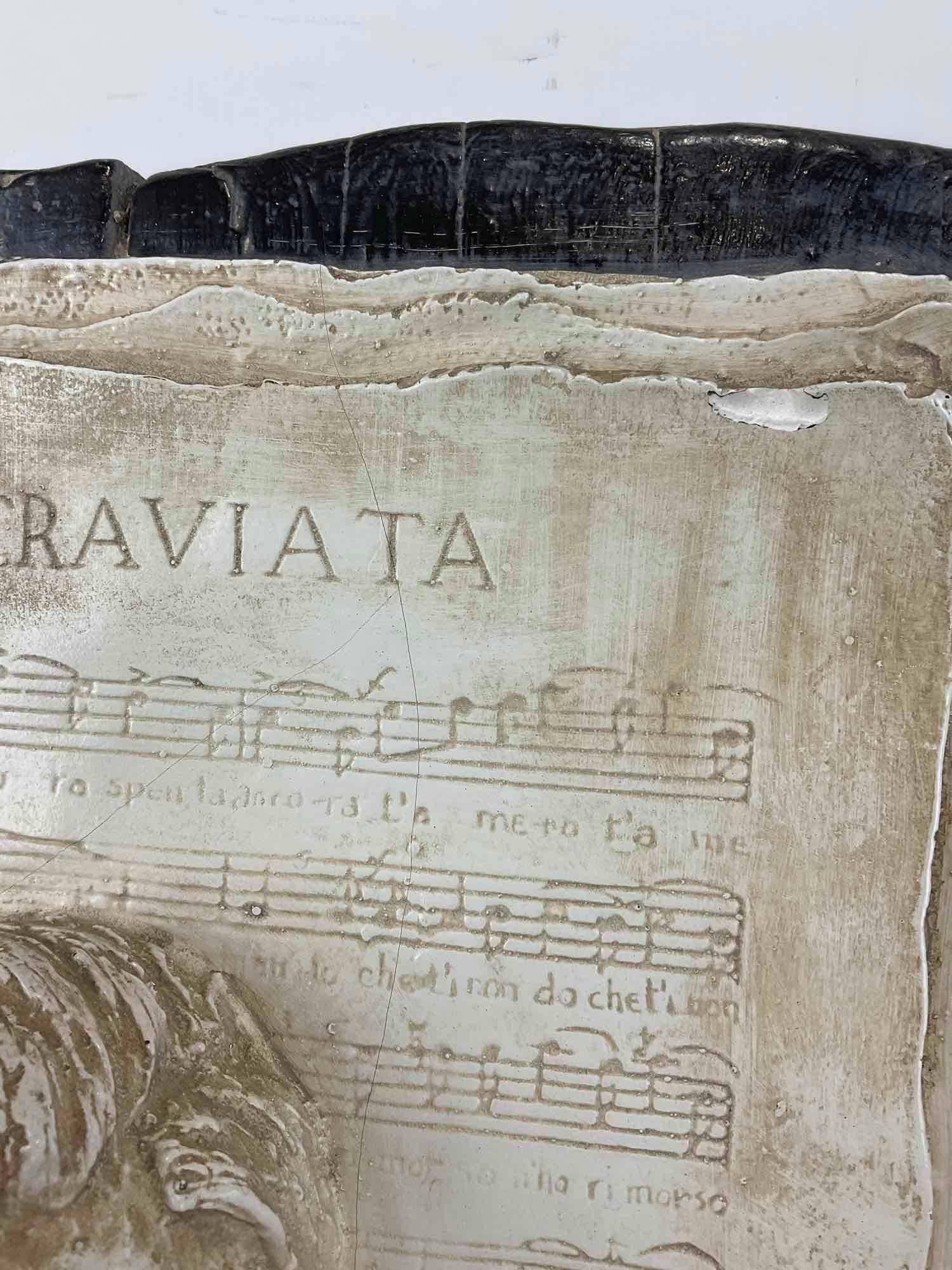 Large Plaster/Composite La Traviata by Giuseppe Verdi Plaque, Composers Bust on Music Page, 25x16... - 2