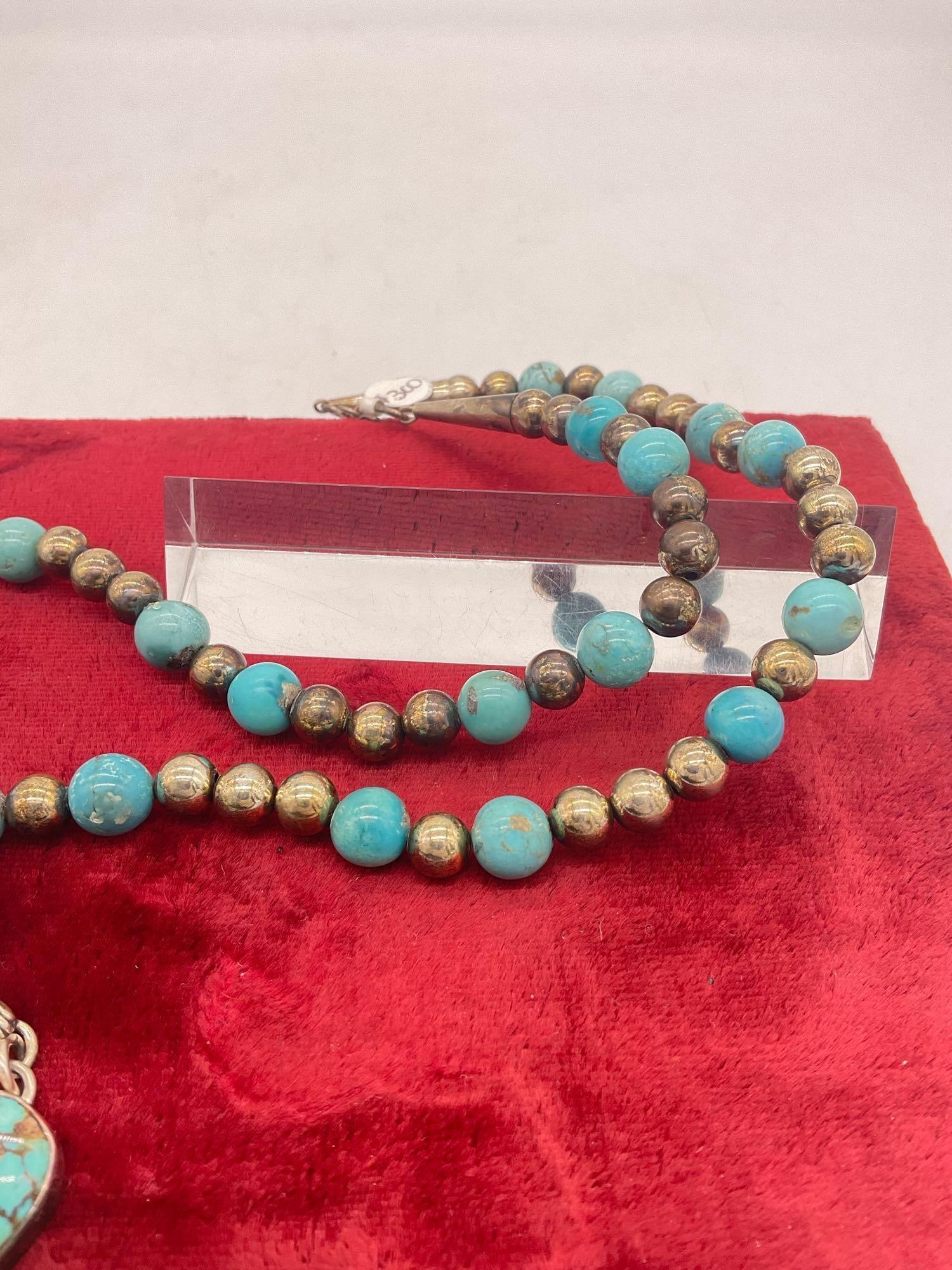 Amazing 1989 Carol Felley Sterling silver & turquoise spotted leopard pendant necklace - 4