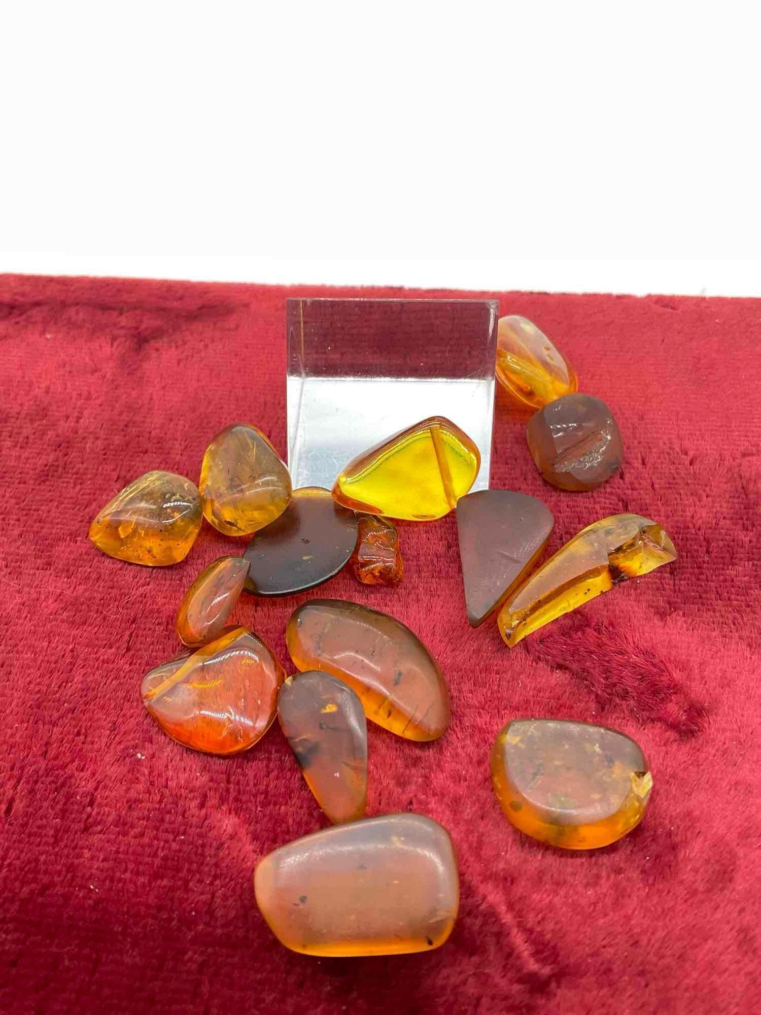 15 mixed ancient Burmese amber nuggets, slices and pieces - most with inclusions - 3