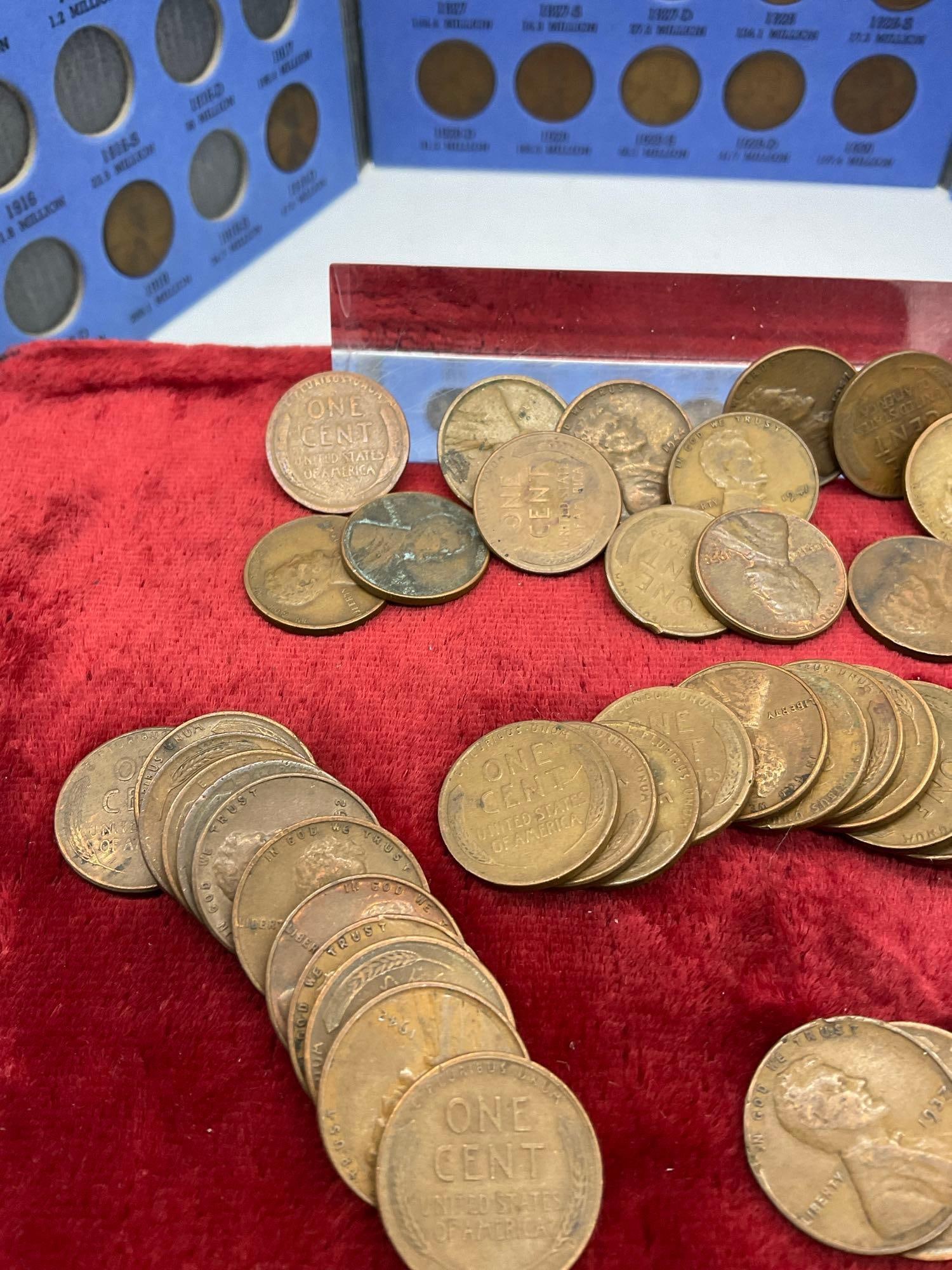 Lincoln Cent album partially full, 1909-1940 + approx 50 mixed date wheat pennies - 4