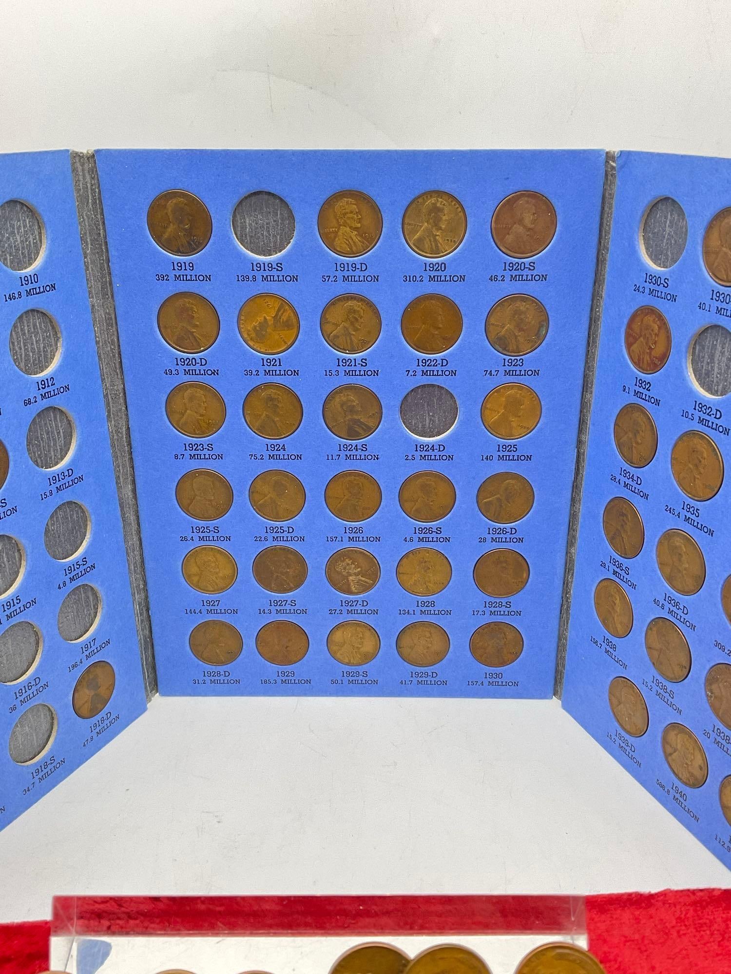 Lincoln Cent album partially full, 1909-1940 + approx 50 mixed date wheat pennies - 5