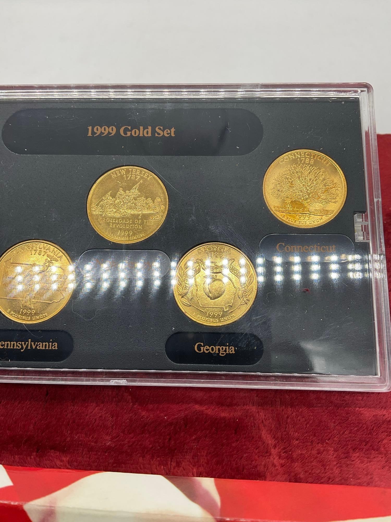 5 state 1999 gold edition of state quarter collection in box with COA - 3