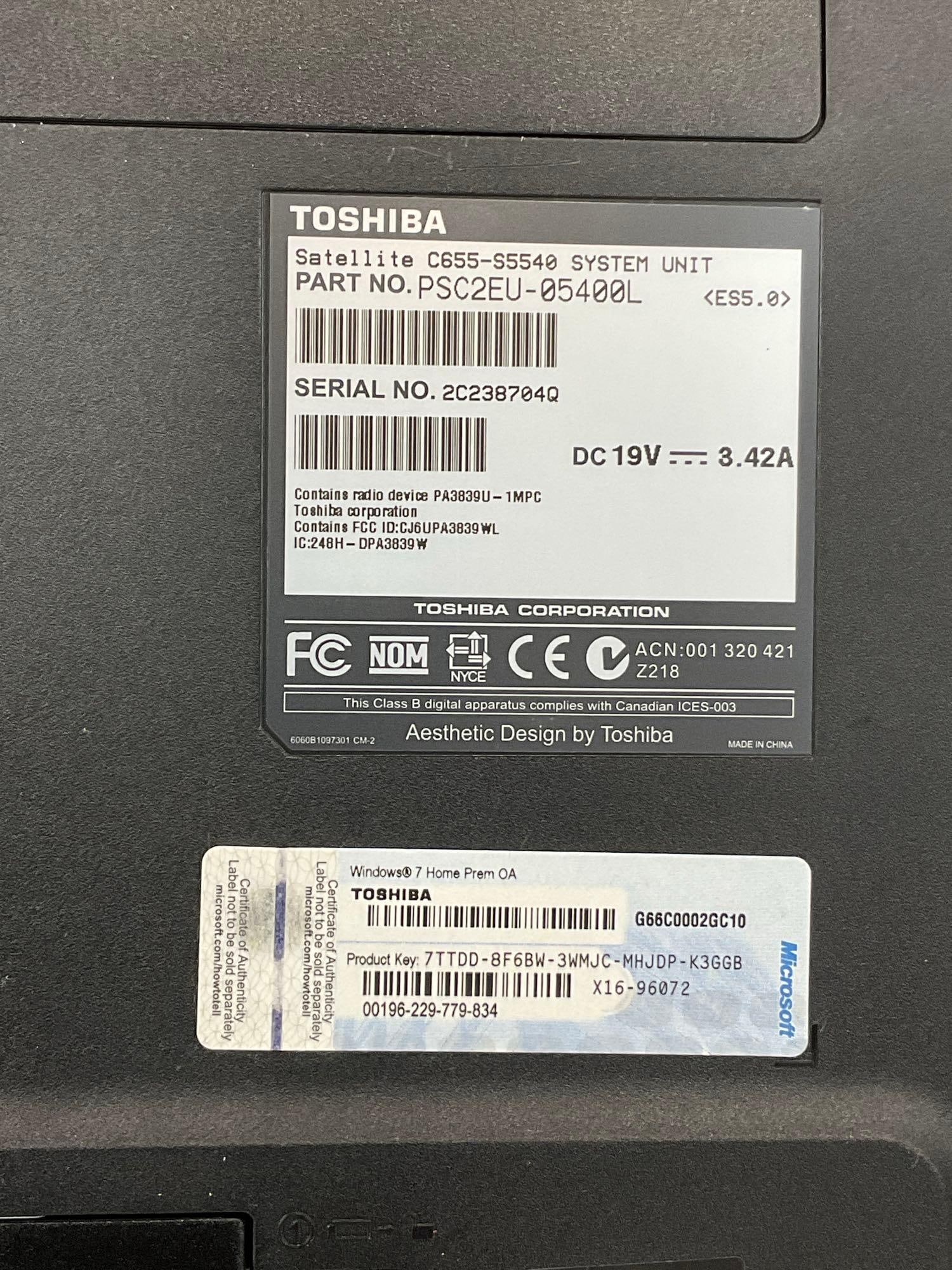 2011 Toshiba Satellite 15.6-inch laptop model C655-S5540, older laptop, tested & working - 6