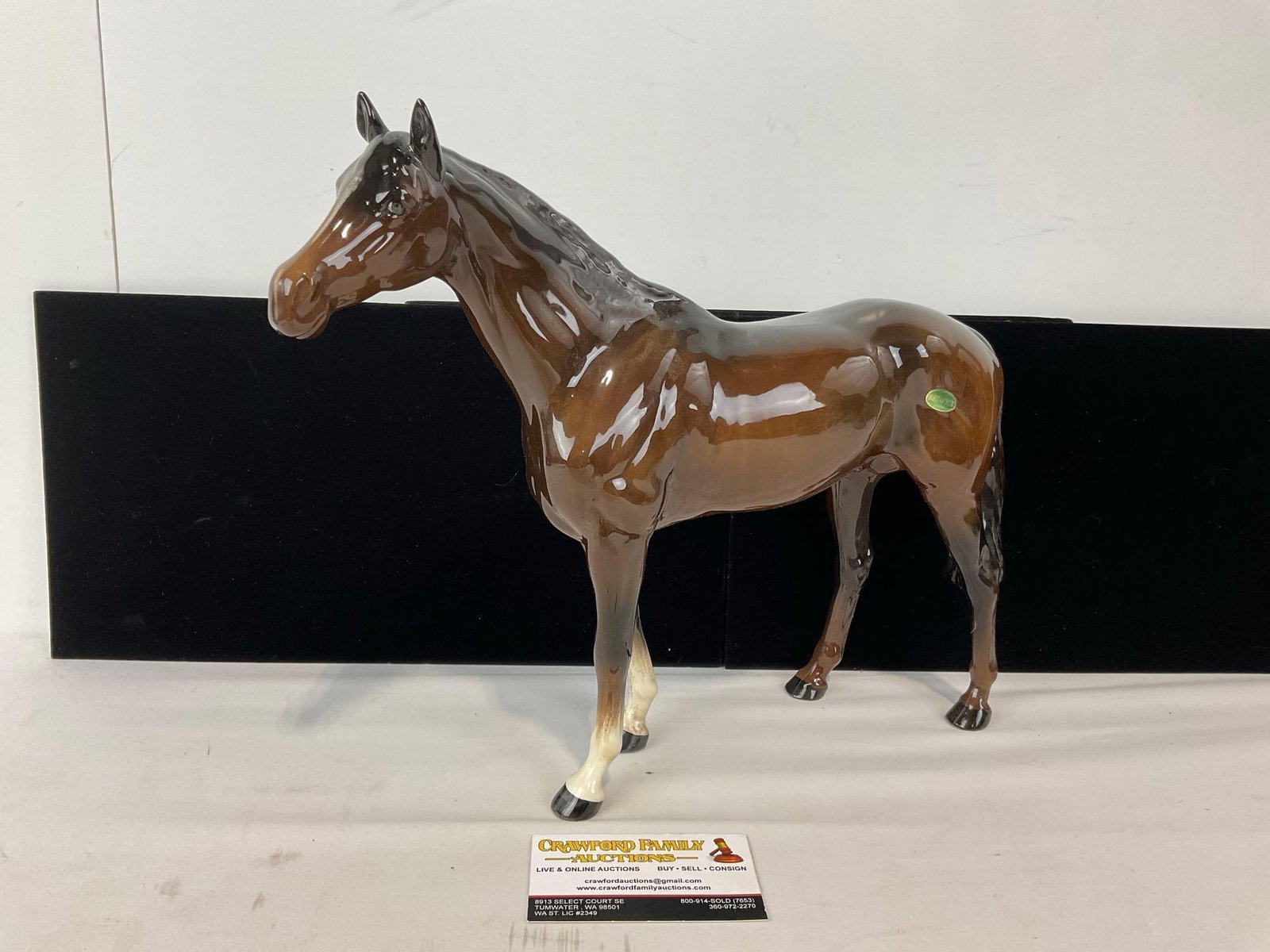 Beswick England Glazed Porcelain Horse Statue, 12h x 15w x 5d inches: Appears to be in good shape. The piece measures approx 12h x 15w x 5d inches. See pics. E-5380 