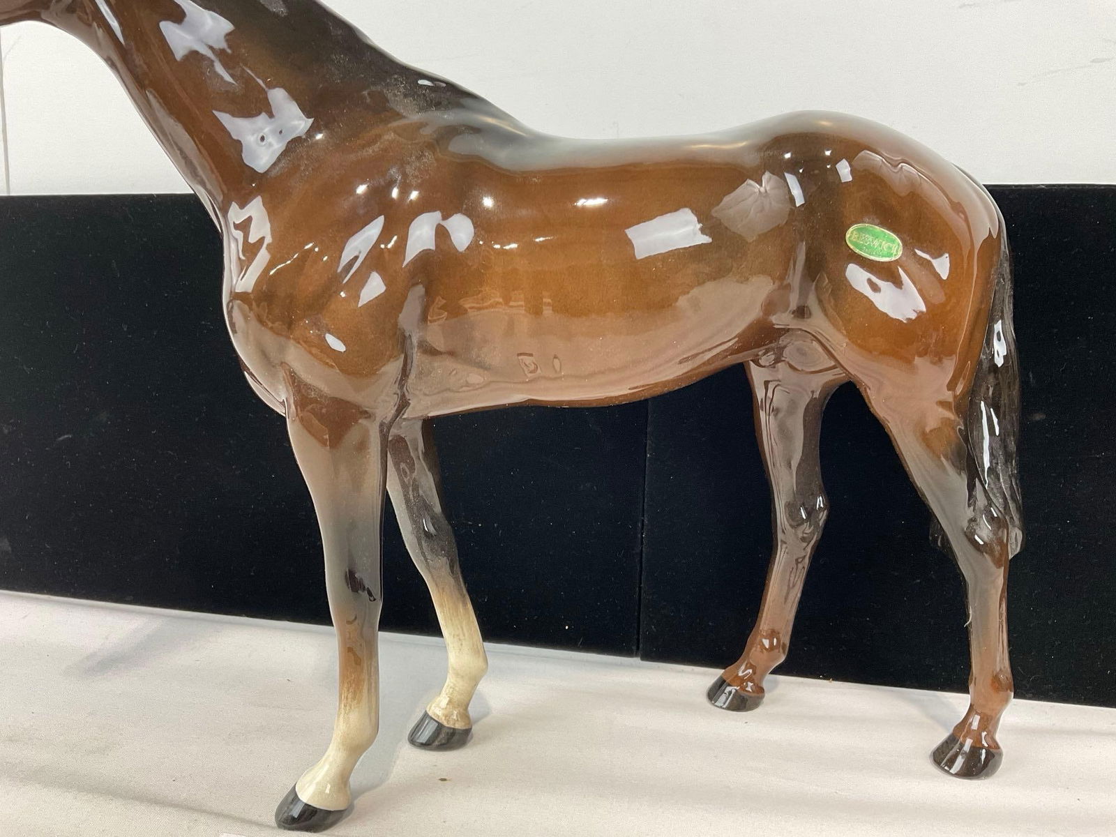 Beswick England Glazed Porcelain Horse Statue, 12h x 15w x 5d inches - 3