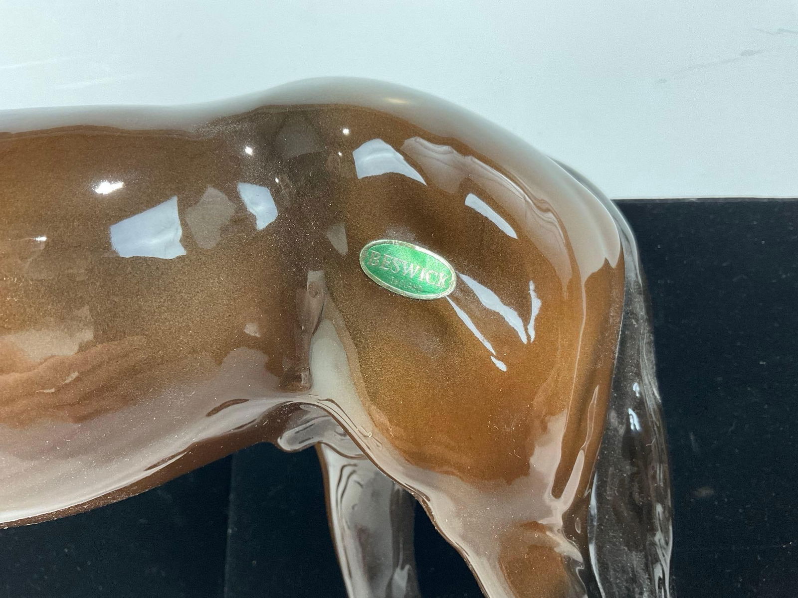 Beswick England Glazed Porcelain Horse Statue, 12h x 15w x 5d inches - 4