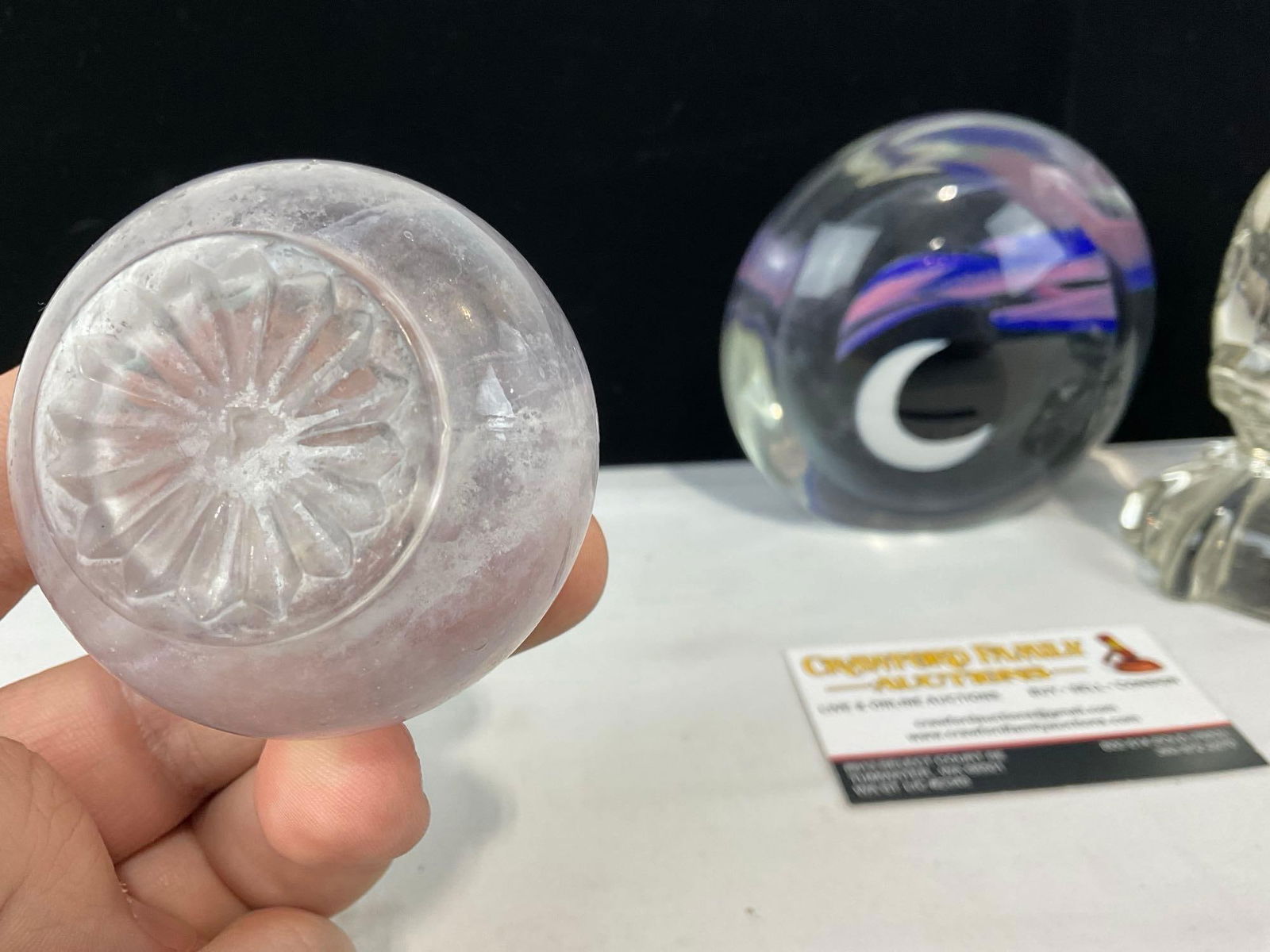 3 Paperweights, 1 signed, Viking Clear Crystal Angelfish & Vinegar Bottle - 5