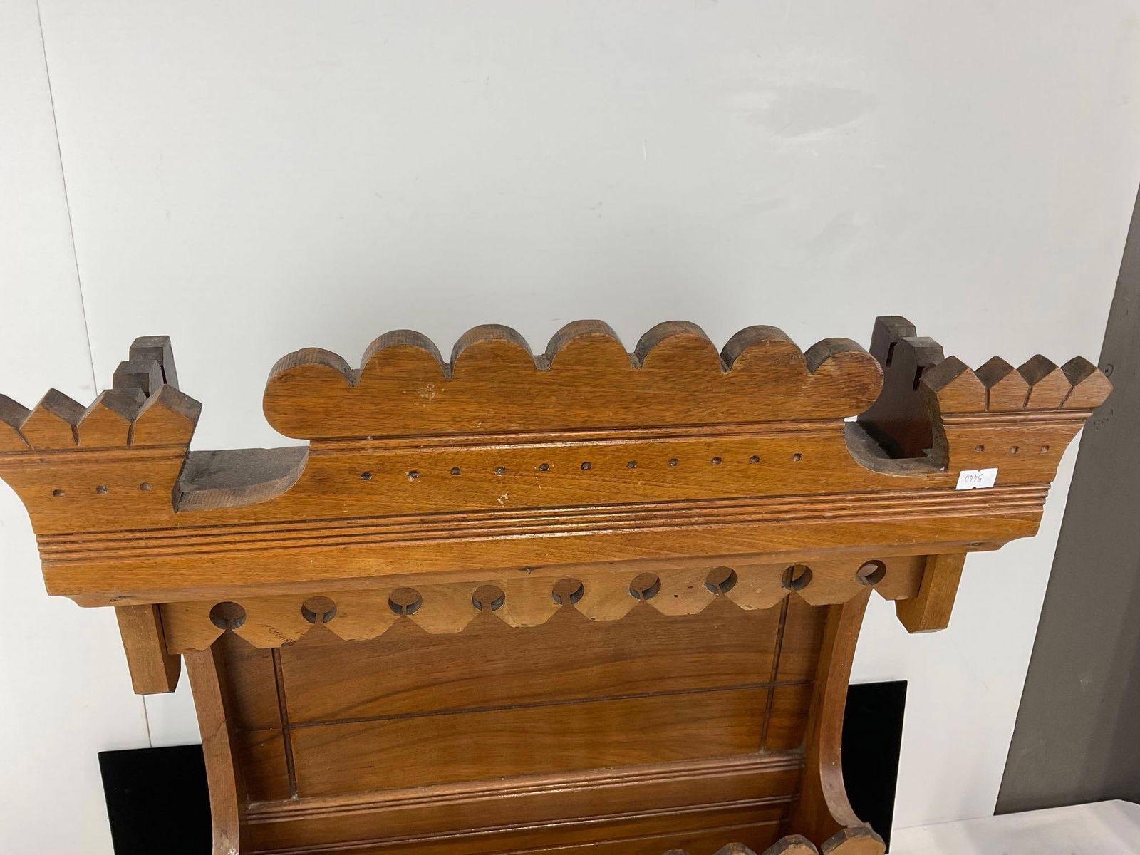 Antique 1900s Eastlake Carved Wooden Wall Shelf, approx 25h x 23w x 7d inches - 2