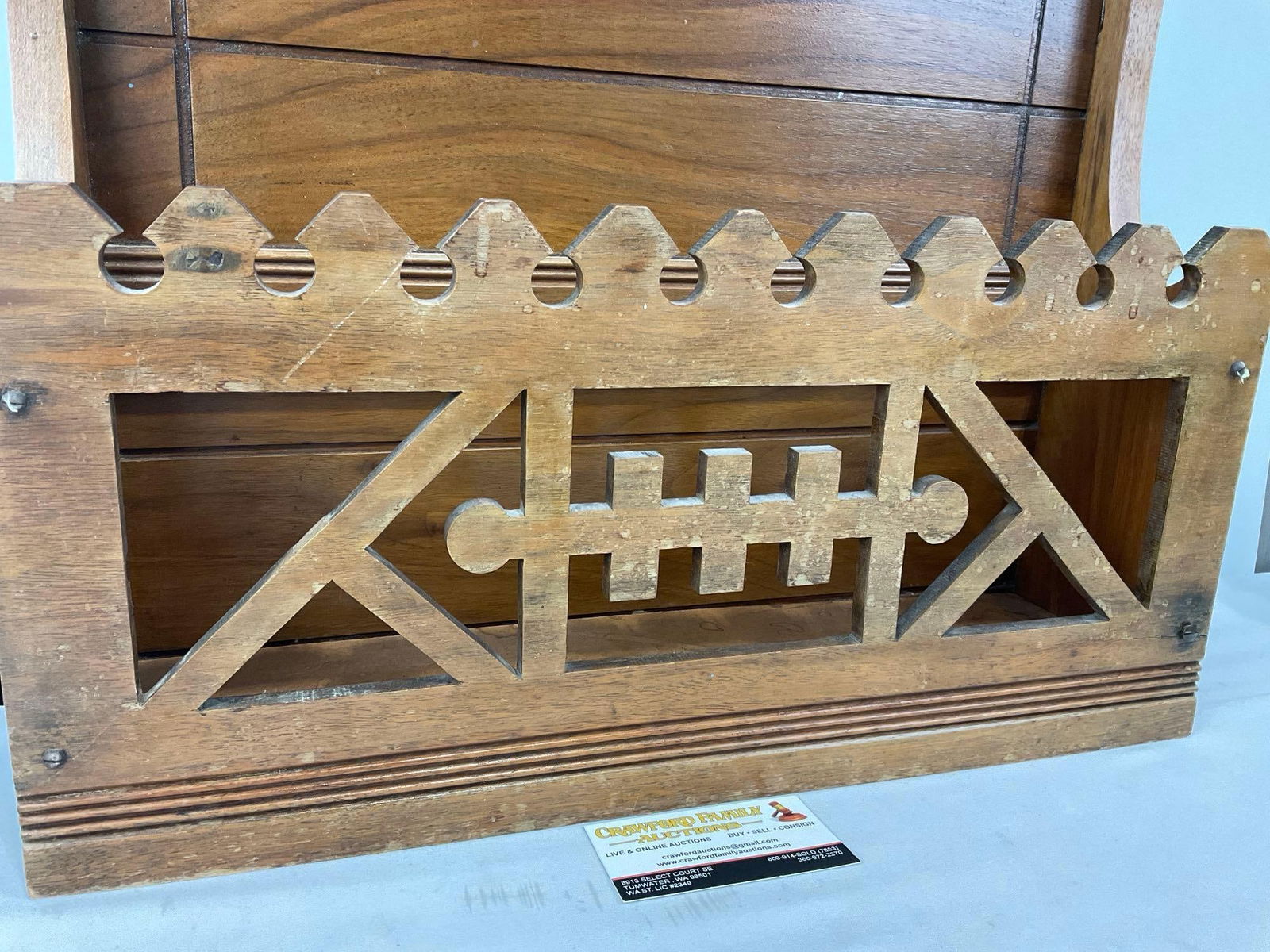 Antique 1900s Eastlake Carved Wooden Wall Shelf, approx 25h x 23w x 7d inches - 3