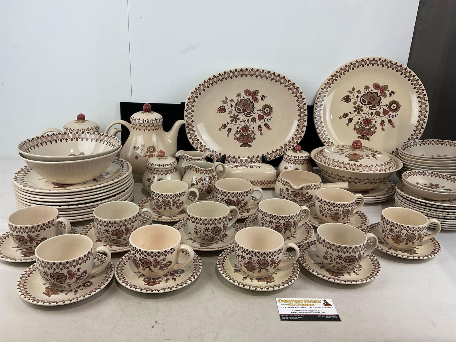 Johnson Bros Staffordshire Old Granite, Jamestown Pattern, Brown handglazed pieces, approx 71 pie... (1 of 6)