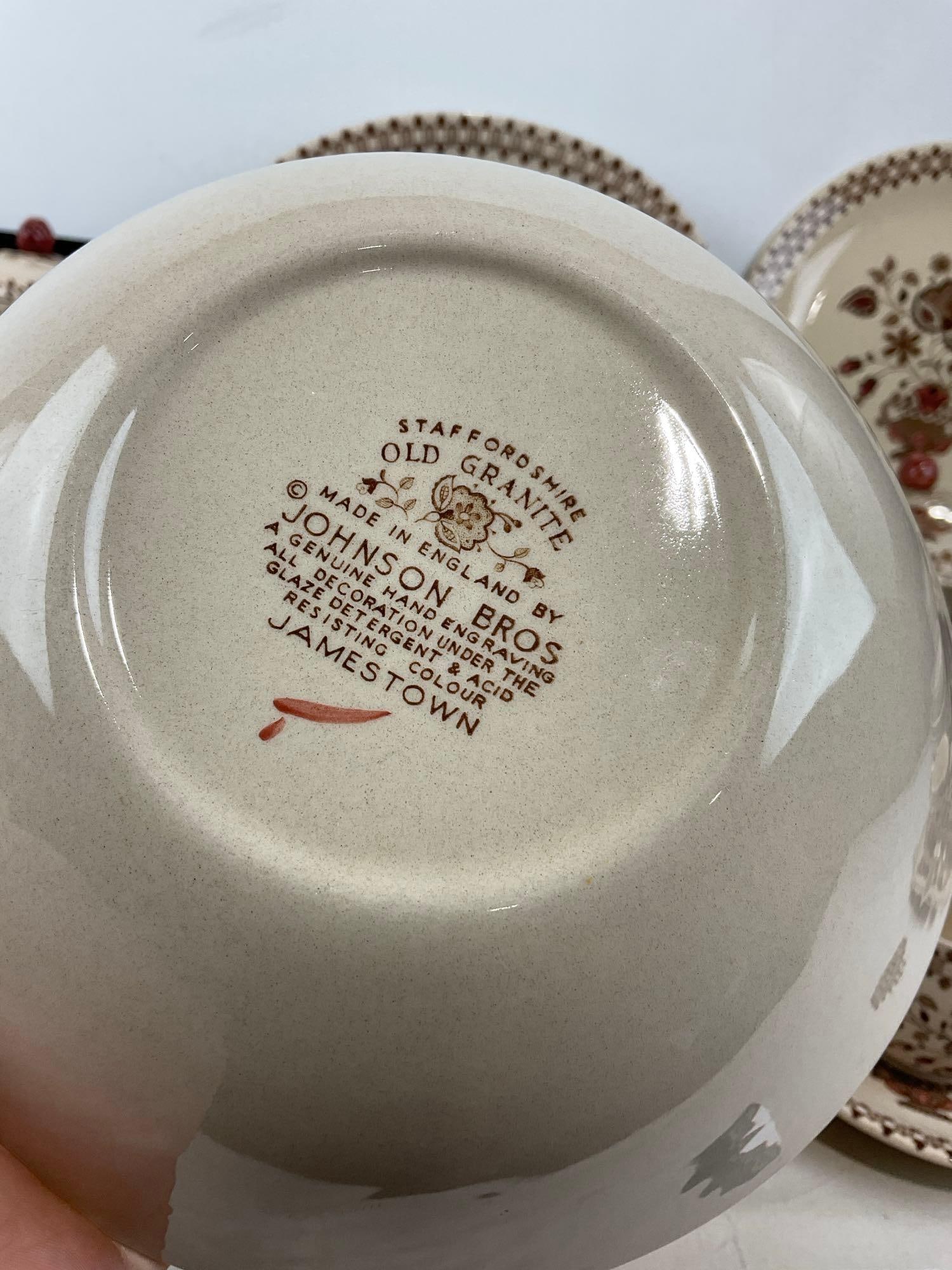 Johnson Bros Staffordshire Old Granite, Jamestown Pattern, Brown handglazed pieces, approx 71 pie... - 6