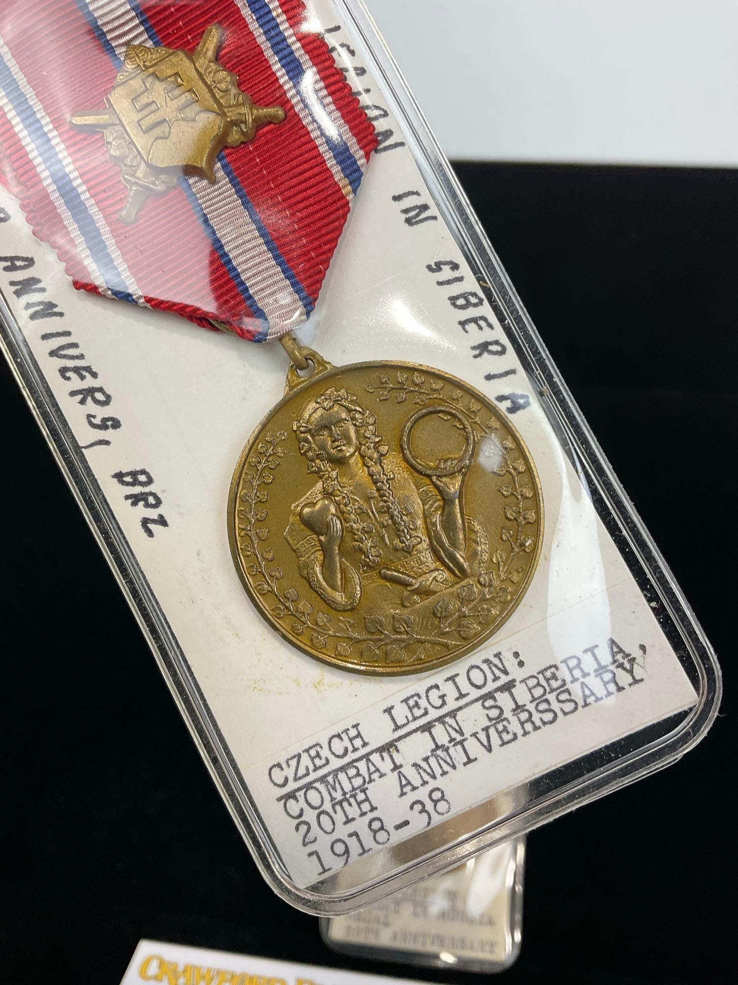 Pair of Czech Legion Combat in Siberia & Russia 20th Anniversary, 1918-1938, Bronze - 2