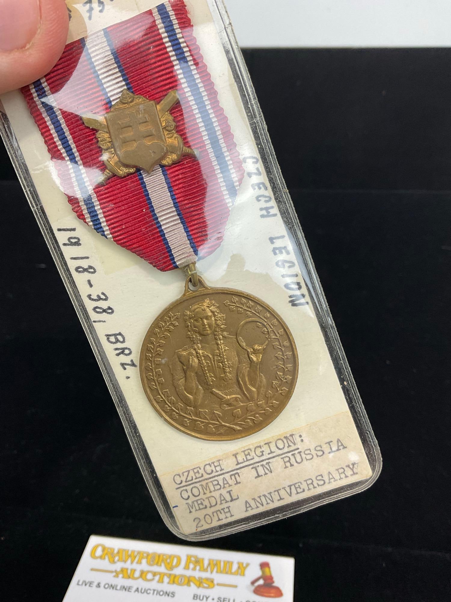 Pair of Czech Legion Combat in Siberia & Russia 20th Anniversary, 1918-1938, Bronze - 3