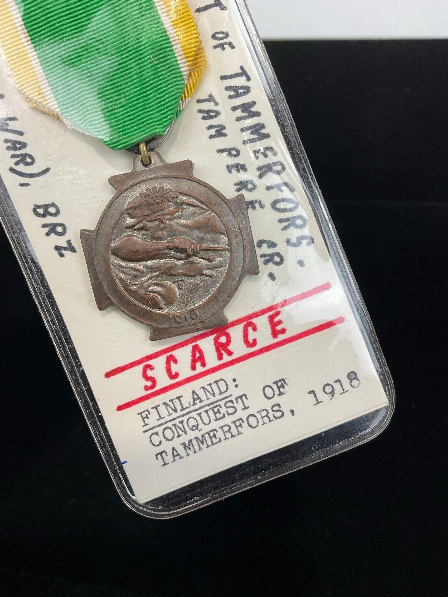 Antique Finland Medal Conquest of Tammerfors 1918, Civil War Bronze, Tampere Cross - 2