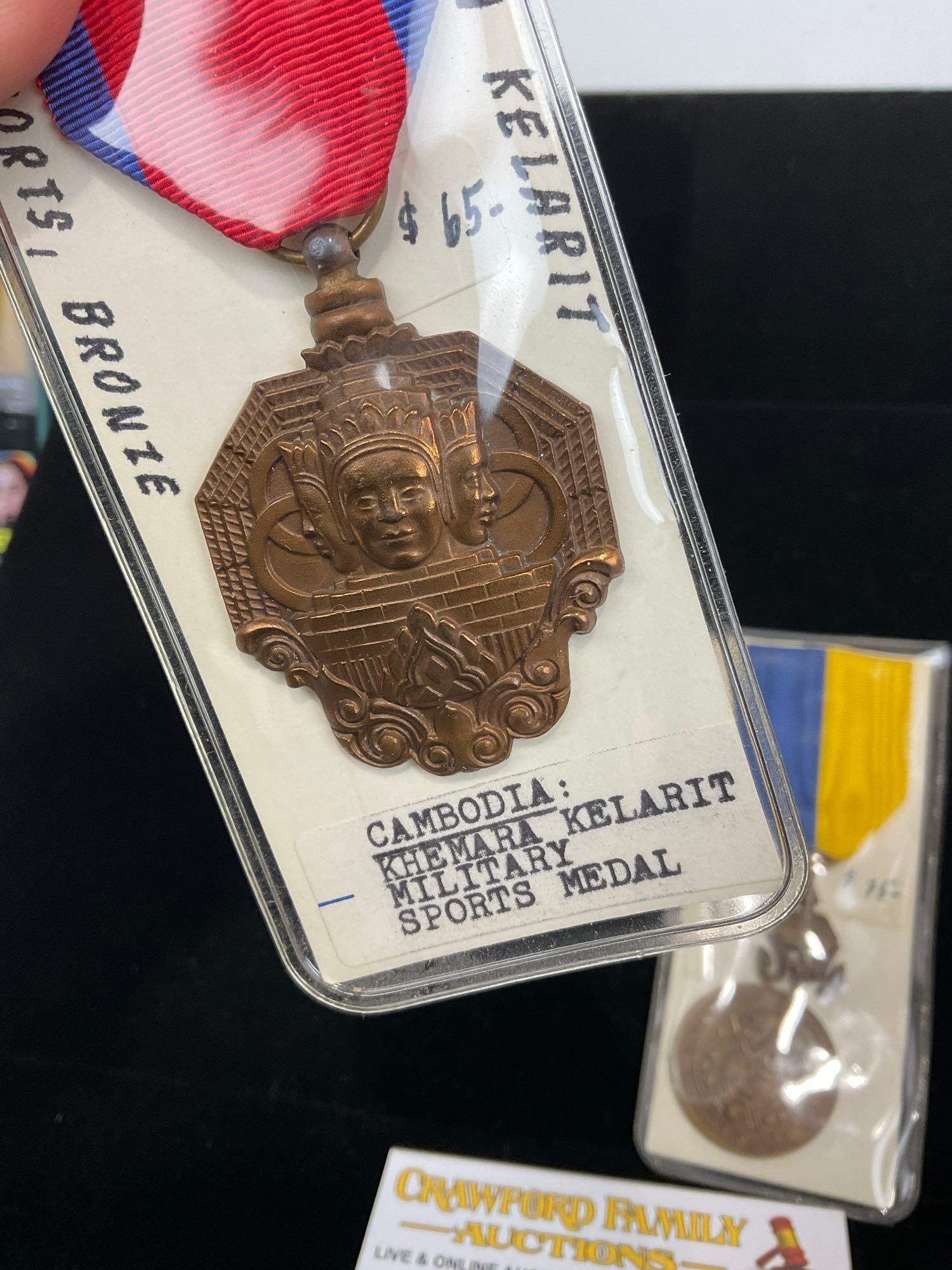 Pair of Cambodian Medals, Khemara Kelarit Military Sports Medal & Norodom Sihanouk - 2