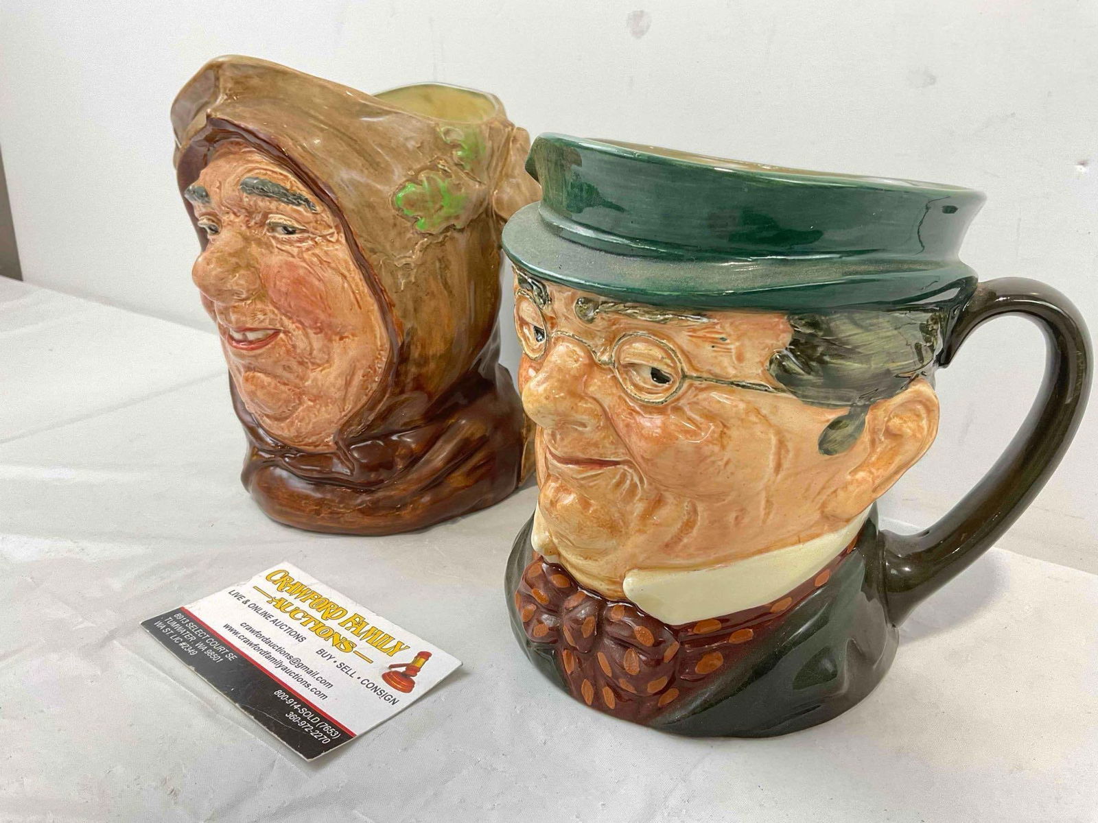 2 pcs Vintage Royal Doulton Porcelain Toby Character Mugs, Pickwick & Friar Tuck. Excellent Cond. - 3