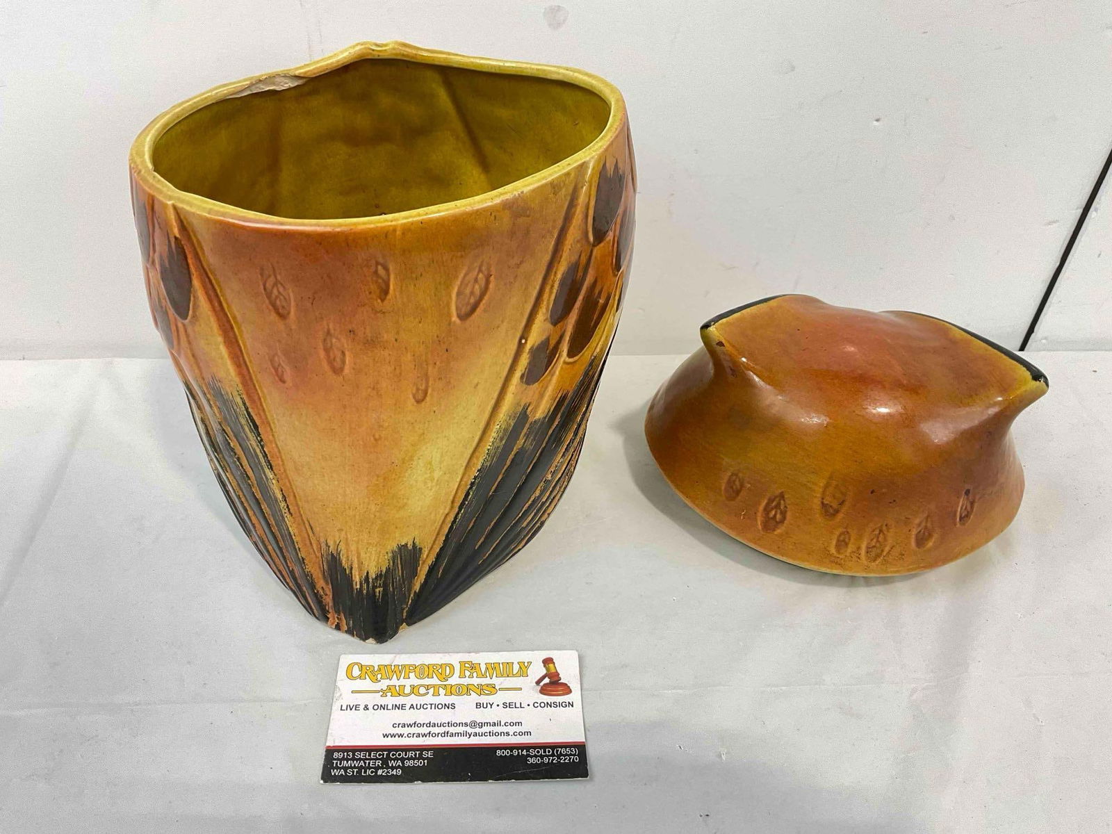 Vintage MCM Metlox Poppy Trail Brown Glazed Ceramic Owl Cookie Jar. Very Good Condition. - 5