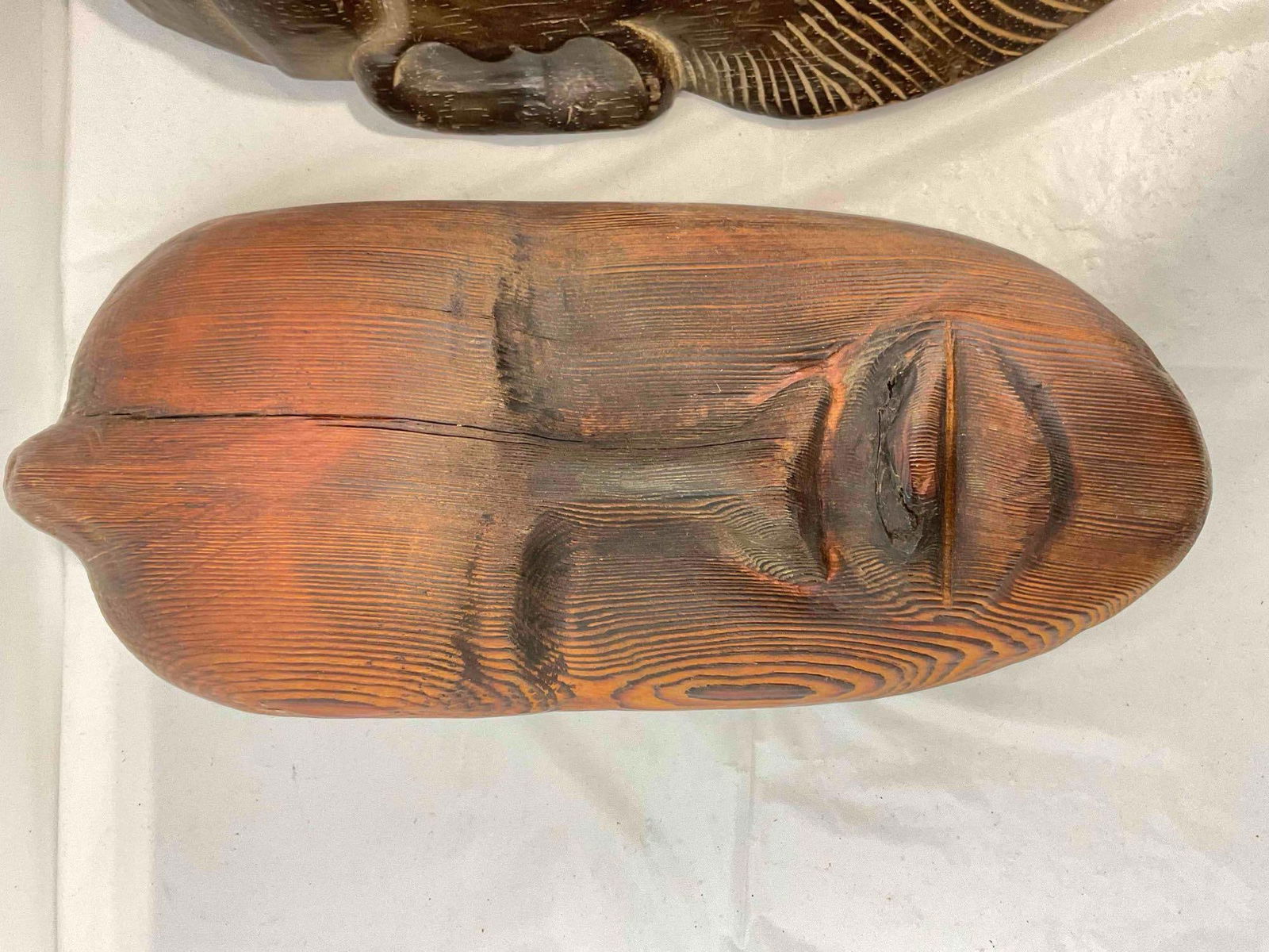 3 pcs Vintage Hand Carved Wooden Masks, incl. Taiwanese Buddha Face & More! See pics. - 4