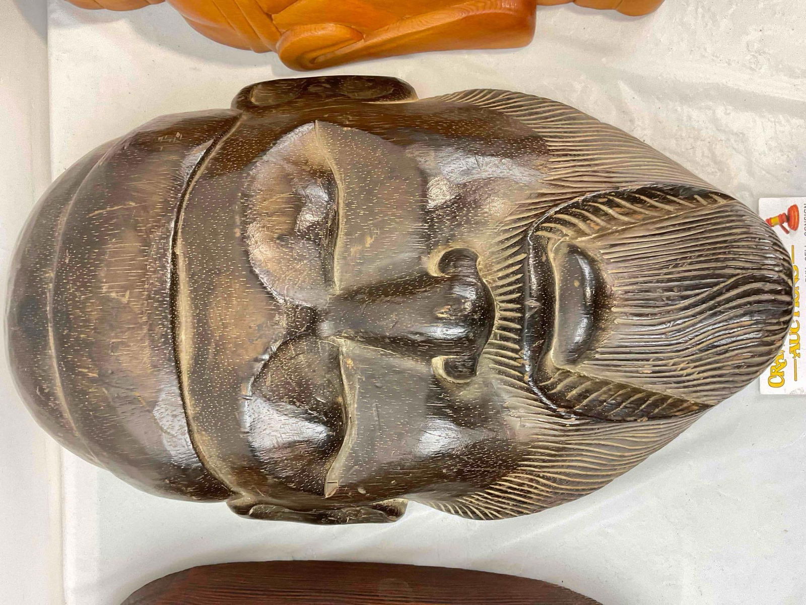 3 pcs Vintage Hand Carved Wooden Masks, incl. Taiwanese Buddha Face & More! See pics. - 5