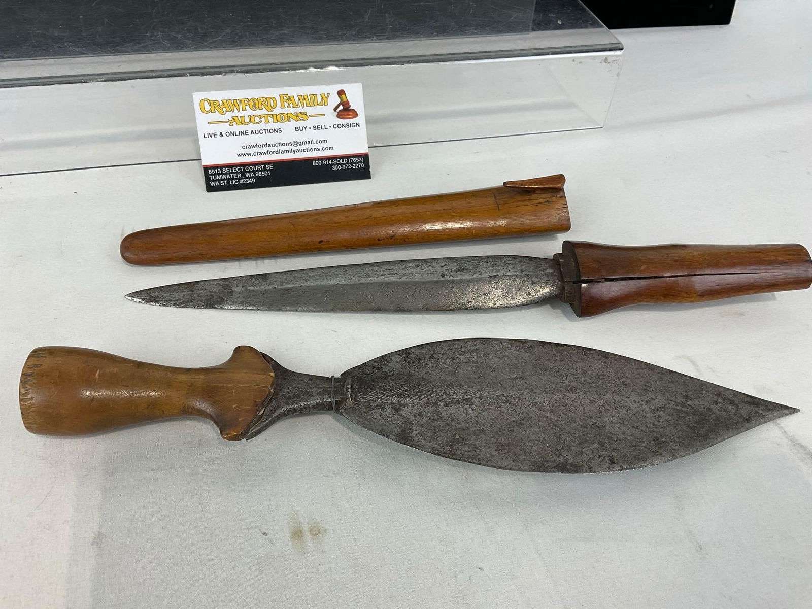 Vintage African Broad Leaf Blade Knife & Filipino Hunting Dagger, Balaran - 3