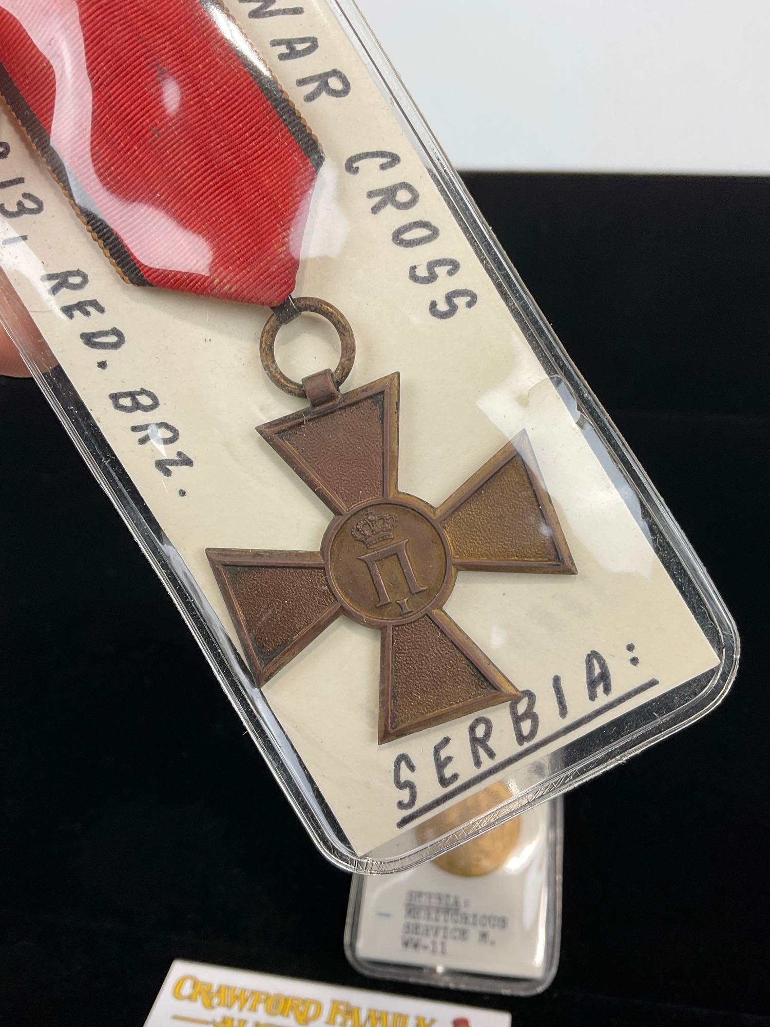 Pair of Serbian Medals, 1913 Red Bronze War Cross & WW2 Meritorious Service Medal - 2