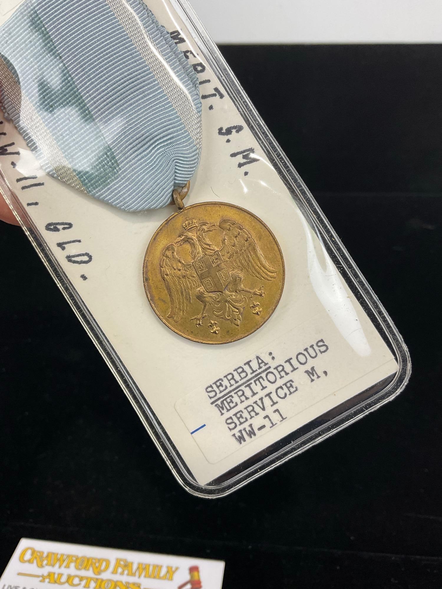 Pair of Serbian Medals, 1913 Red Bronze War Cross & WW2 Meritorious Service Medal - 3