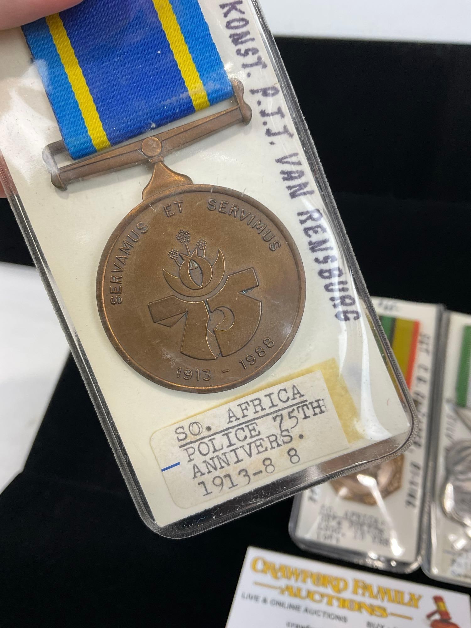 3 South African Medals, Police Star Faith. Serv, RR Police LSGC 10yrs 1983 & Police 75th anniv 1913 - 2