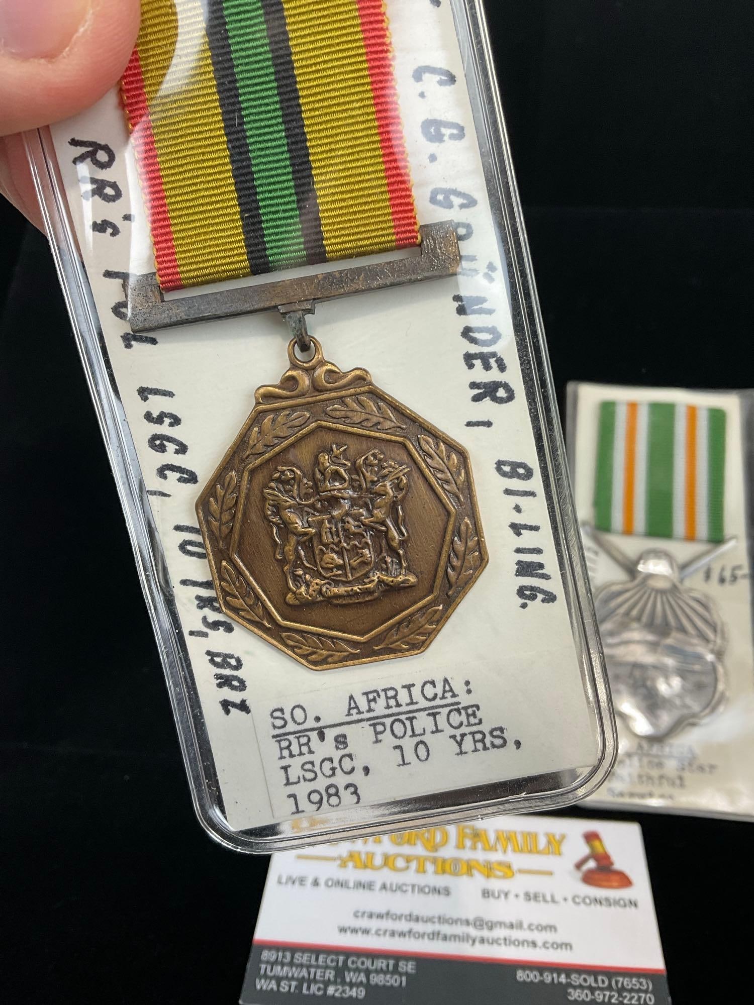 3 South African Medals, Police Star Faith. Serv, RR Police LSGC 10yrs 1983 & Police 75th anniv 1913 - 3