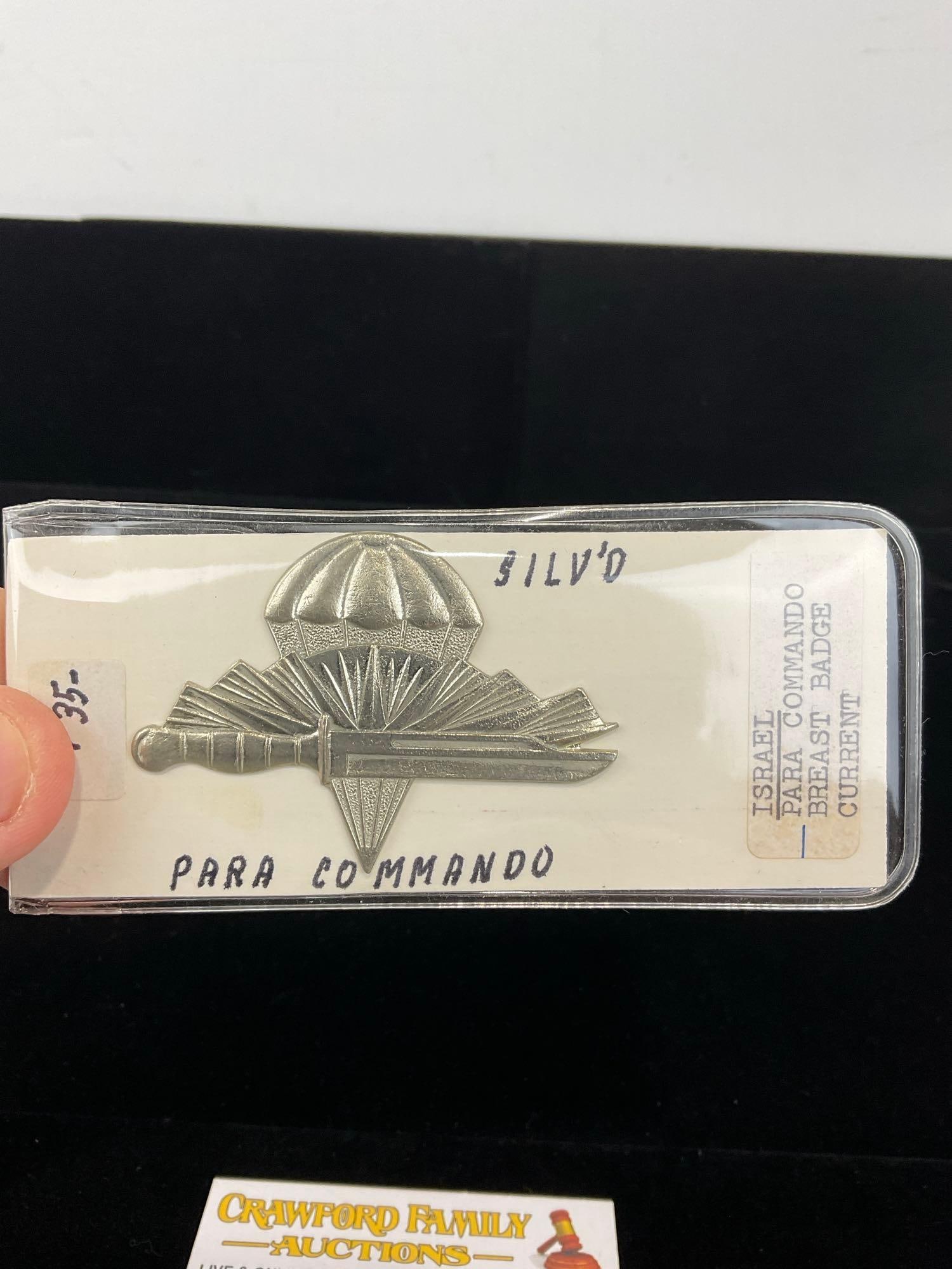 3 Israeli Commando Badges, Para Com. Instructor, Colony Type 3 & Breast Badge 1990s - 4