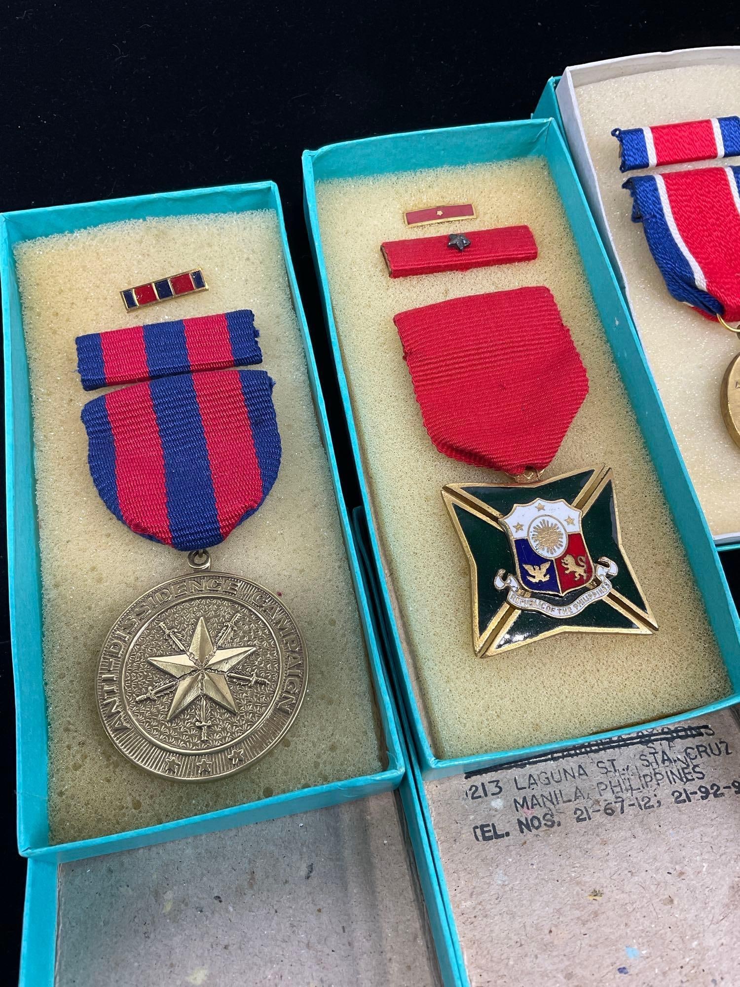 3 Philippines Medals, Anti-Dissidence Zamora, Long Service El Oro & Loyalty - 3